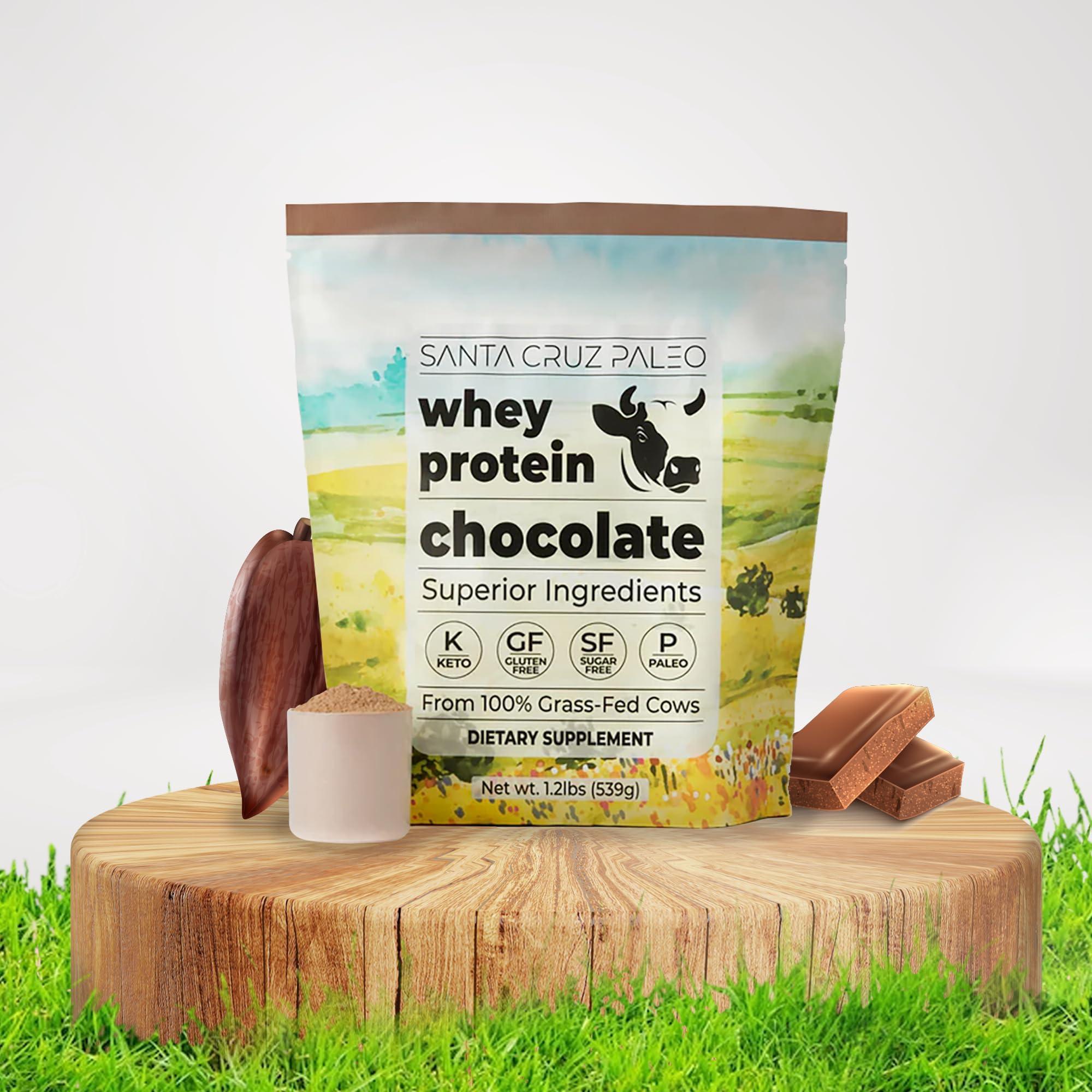 Santa Cruz Paleo Santa Cruz Paleo Whey Protein Powder, Chocolate, 20g Grass Fed Whey Protein Isolate Per Serving, Gluten Free, Keto, Sugar Free, Paleo, Amino Acids Post Workout Muscle Support, 20 Servings, 1.2lb Bag