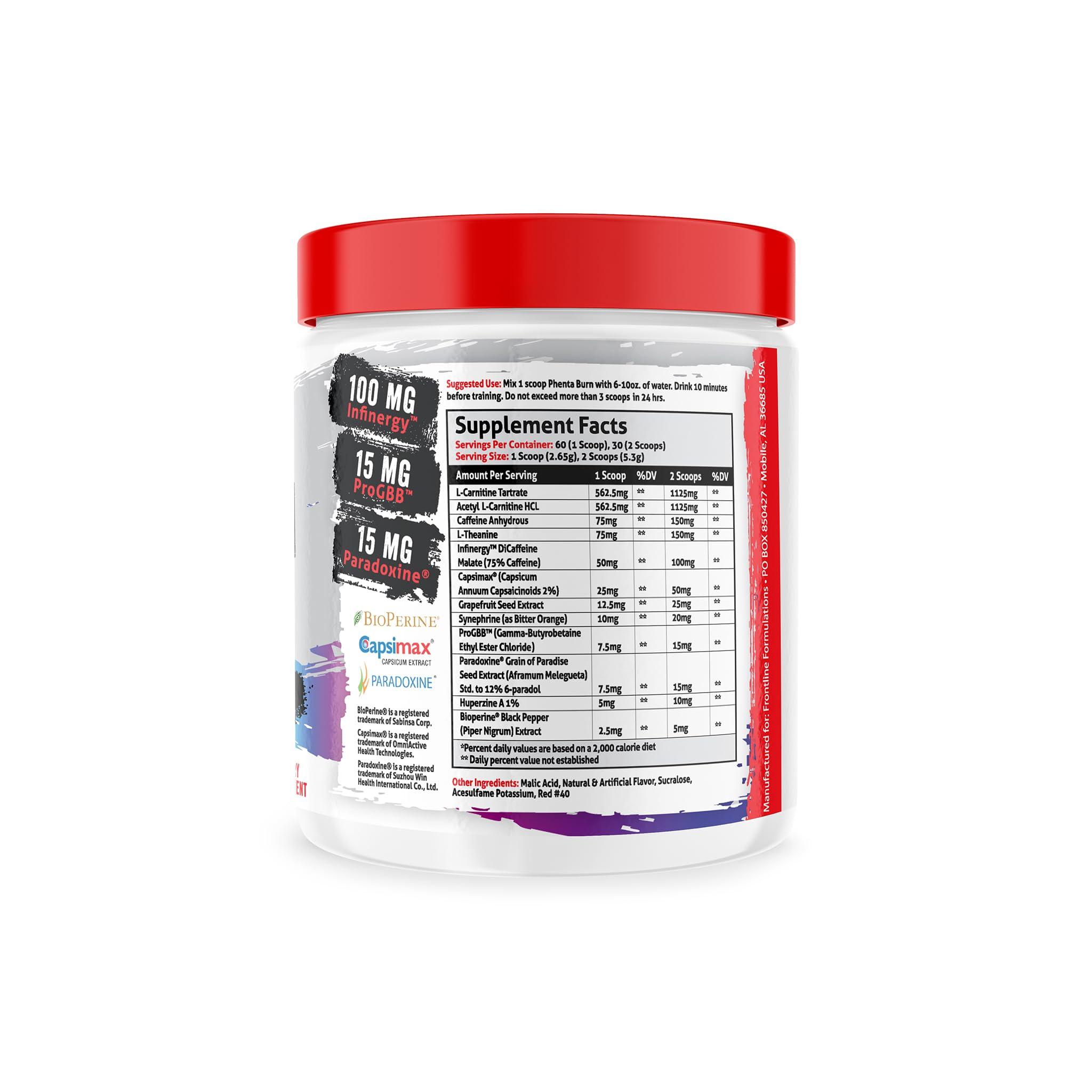 FRONTLINE FORMULATIONS FRONTLINE FORMULATIONS Phenta Burn, Increased Energy and Endurance, Amazing Flavors, Veteren Owned and Operated (60 Servings, Gummy Worms)