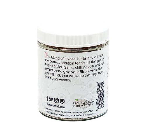 The Spice Hut Spice Hut - Organic Steak Seasoning & Dry Rub for Prime Rib, Roast, Burger / Sugar-Free, with Salt / Roadhouse Grill Spice Mix for Chicken, Chop House Seasoning Steak & Beef Rub / All-Natural, Kosher, Vegan, Gluten Free, Keto -No MSG- 3.5oz Glass Jar