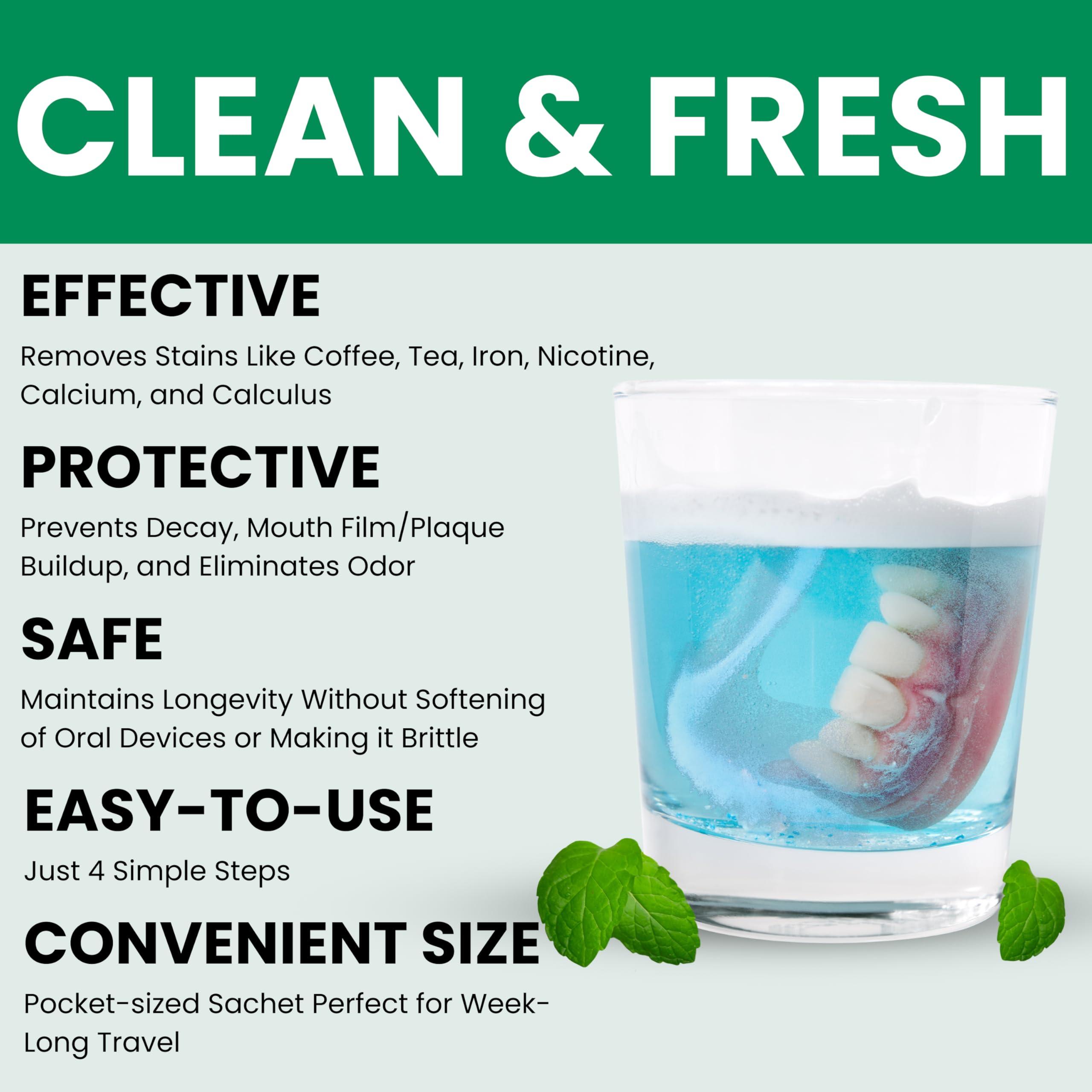 Pro Tech ProTech Denture Cleaner | 180 Cleanings (22 Pack/6 Month Supply) | For Clear Aligners, Dentures, Retainers, Mouth Guards & Night Guards - Cleaning Crystals, Mint