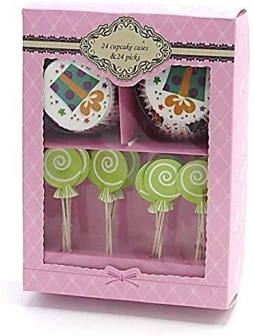 Decor Hut Cupcake Liners with Matching Cake Toppers in Gift Box! Party Decorations Baking Fun for Kids, Fun Designs! Bright Colors! (GIFT BOX)