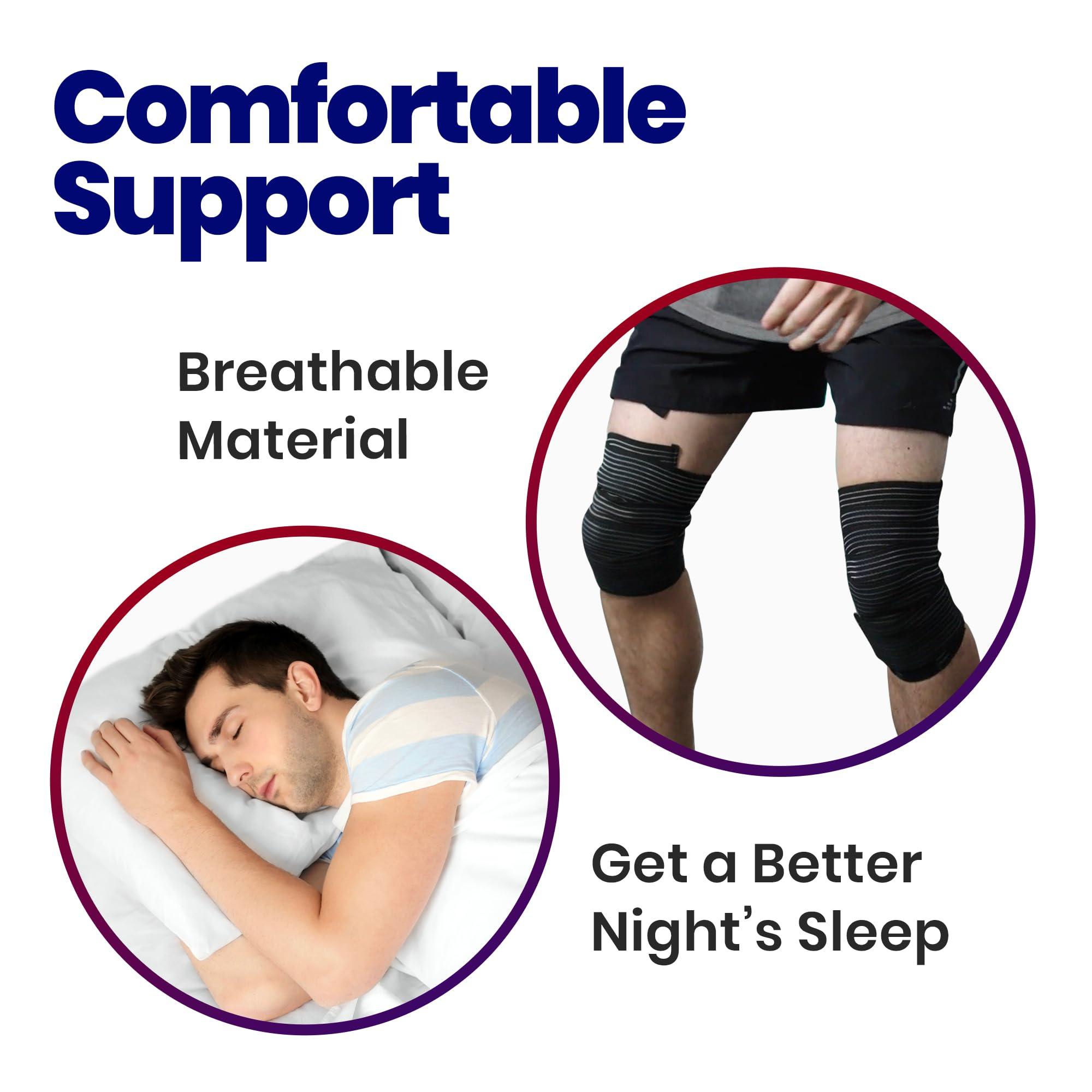 ARMSTRONG AMERIKA Elastic Knee Compression Sleeve Bandage Wraps | Knee Support Straps for Legs, Thighs, Hamstrings Ankle & Elbow Joints Reduce Swelling | Lymphatic Relief & Elastic Bandage For Women & Men (Med 71 Inch)