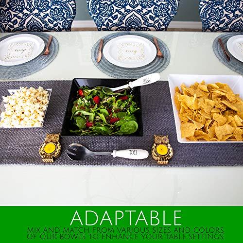 PLASTICPRO PLASTICPRO Disposable Square Plastic Medium White Serving Bowls Extra Heavy Duty for Party's Snack or Salad Bowl, Elegant Pack of 4