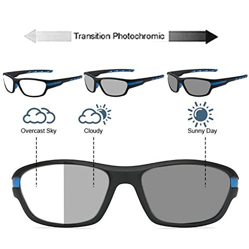 willochra Photochromic Progressive Multifocus Reading glasses Men Outdoor Transition Hyperopia Presbyopia Sports Reader Sunglasses (BLUE, 1.5, multiplier_x)