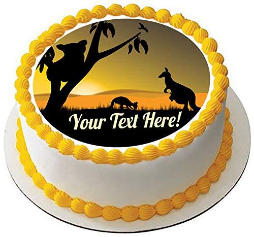 Edible Prints On Cake Koala and Kangaroo - Edible Cake Topper - 6" round
