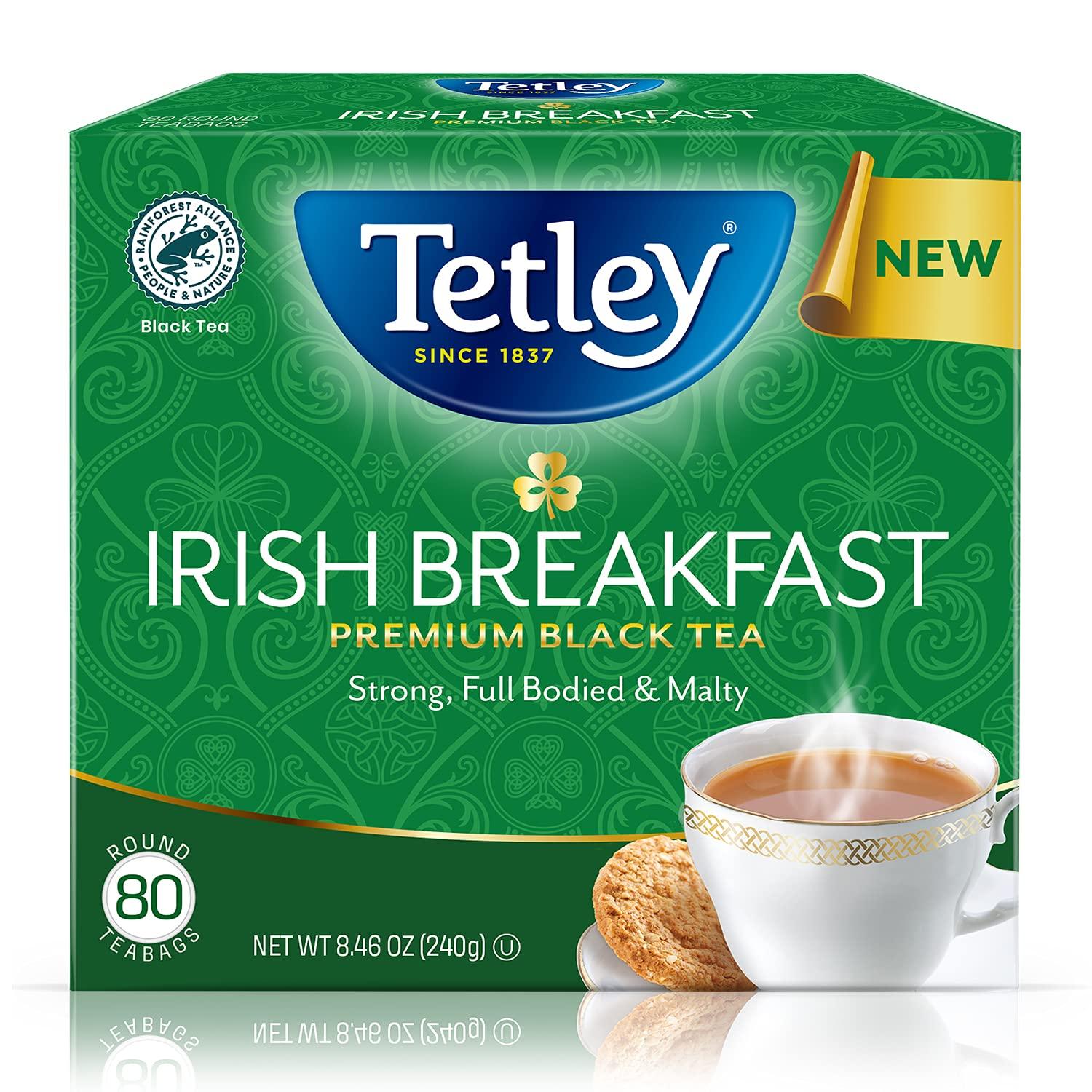 Tetley Tetley Irish Breakfast Premium Black Tea, 80 Tea Bags, Rainforest Alliance Certified