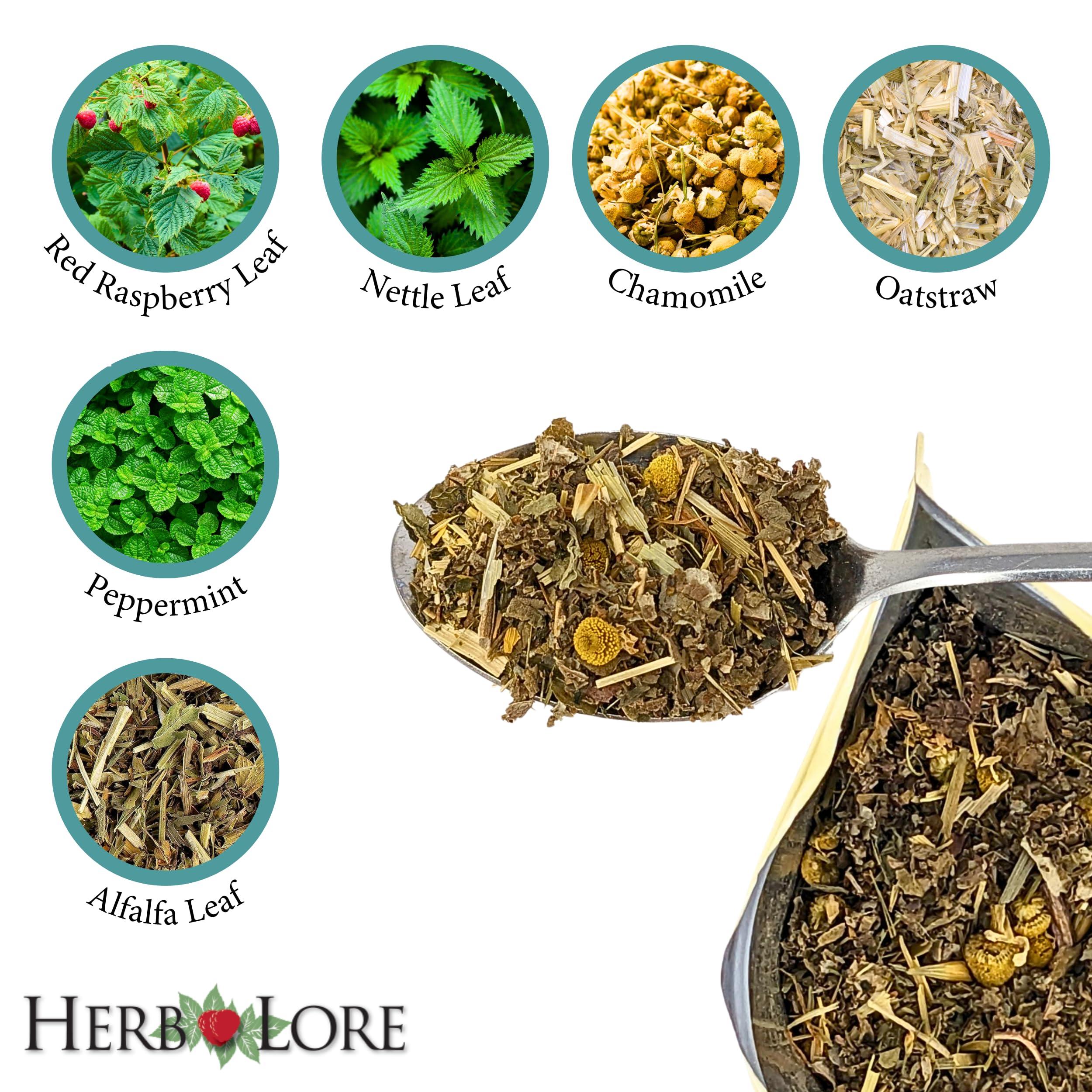 Herb Lore Herb Lore Organic Pregnancy Tea - 65 Servings - Loose Leaf Red Raspberry Leaf Tea for Pregnant Women - Pregnancy Safe Tea for First Trimester, Third Trimester Labor Prep & Postpartum Recovery