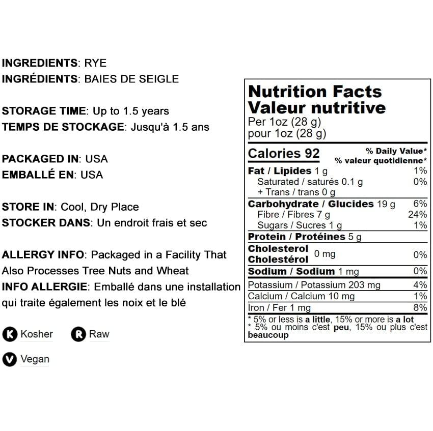 Food to Live Food to Live Rye Flour, 8 Pounds Stone Ground from Whole Grain Rye Berries, Kosher, Vegan, Bulk, Great for Bread Baking, Product of the USA