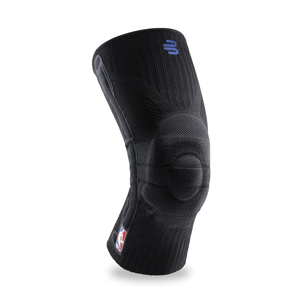 Bauerfeind Bauerfeind Sports Knee Support NBA - Officially Licensed Basketball Brace with Medical Compression - Sleeve Design with Omega Gel Pad for Pain Relief & Stabilization (Black, L)