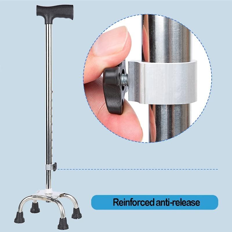 NineLife Basics Quad Cane for Seniors, Lightweight Walking Cane for Men and Women, Stainless Walking Sticks, Balance Mobility Aid, 1 Unit