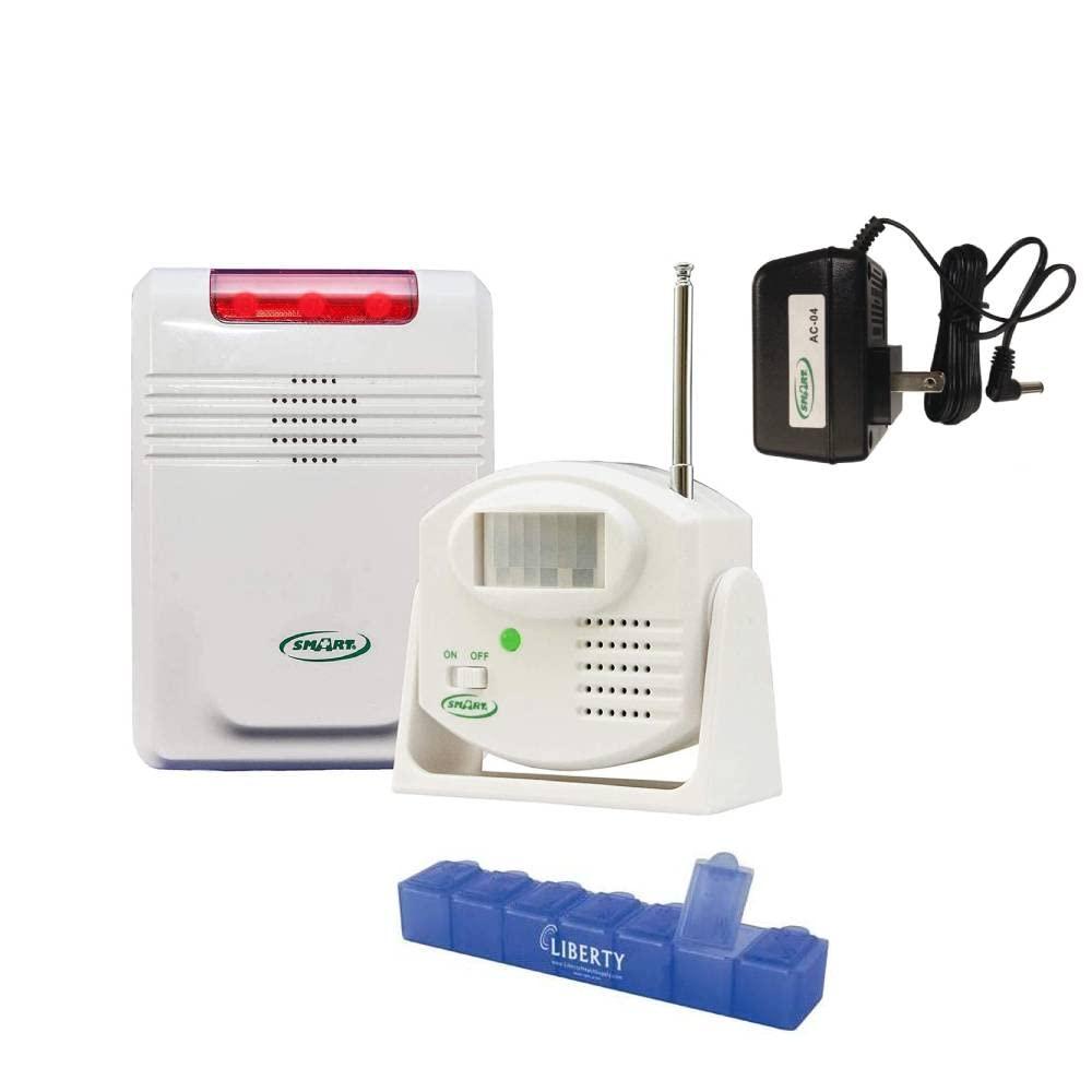 LIBERTY Health Supply Smart Caregiver Economy Elderly Monitoring System  Fall Prevention, Wireless Motion Sensor, Wireless Alarm, AC Adapter, Liberty Pill Case for Dementia & Alzheimer\'s Care