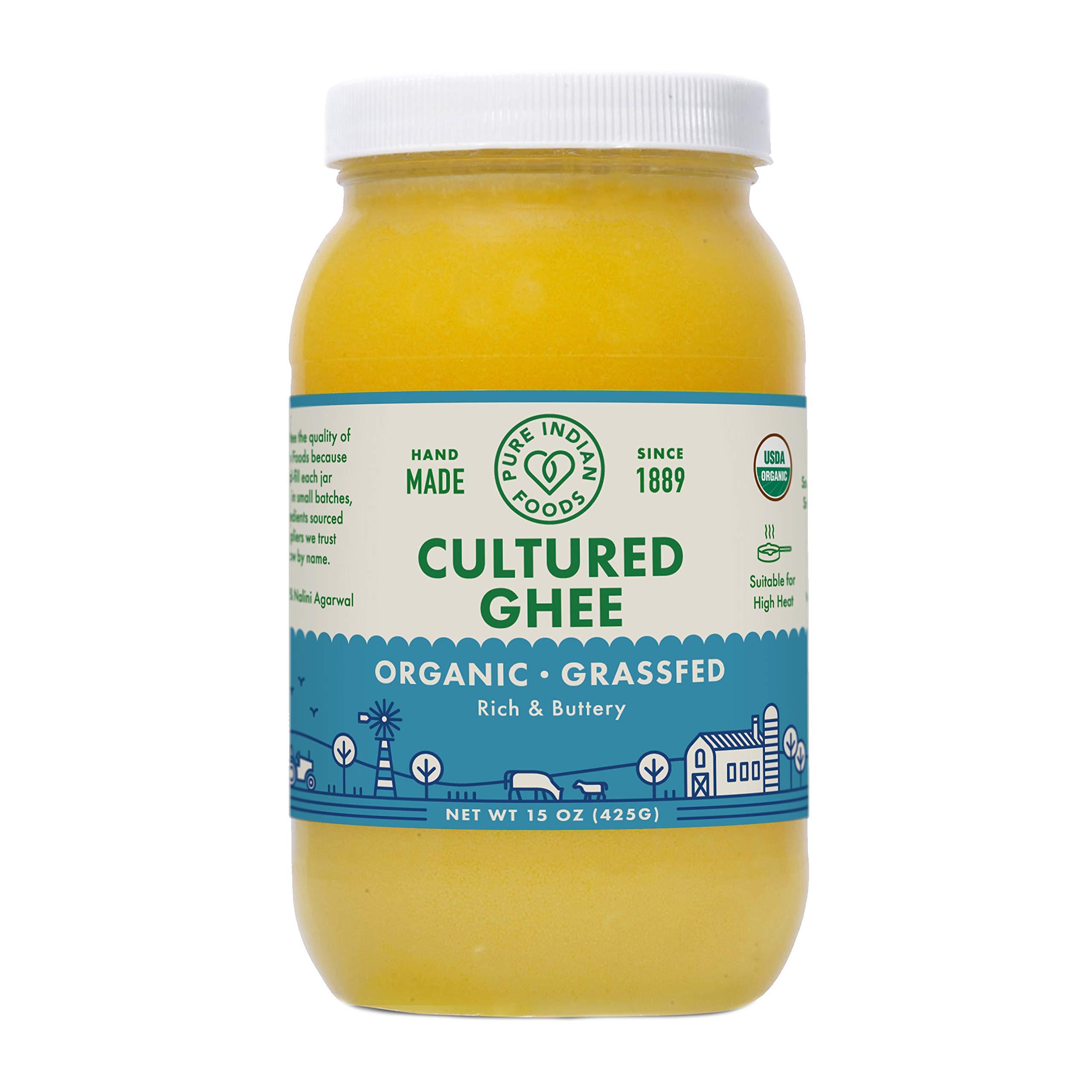 PURE INDIAN FOODS Grassfed Organic Cultured Ghee 15 oz