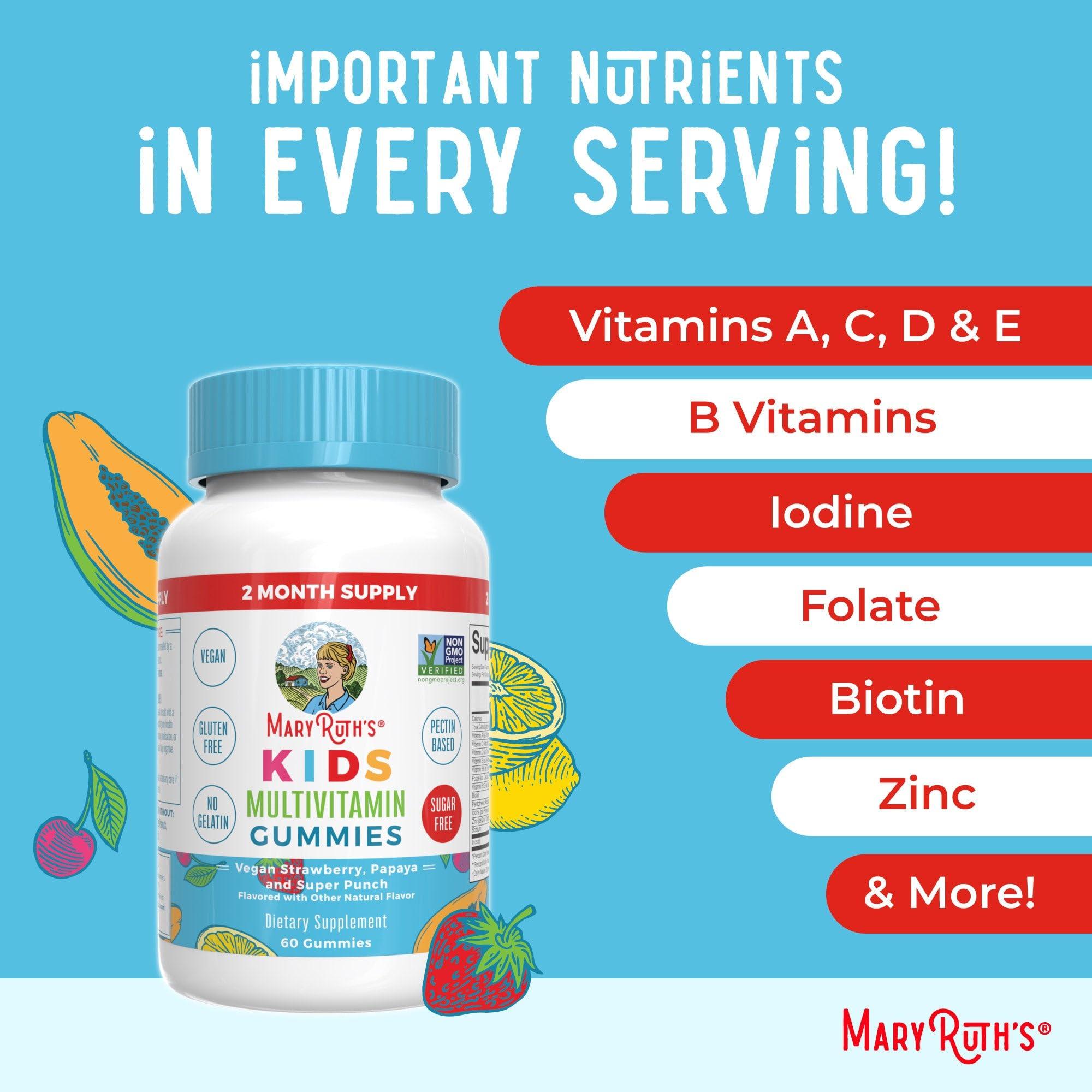 MaryRuth Organics MaryRuth Organics Multivitamin and Probiotic Gummies (Strawberry) for Kids | Clean Label Project Verified | Vitamins for Gut Health, Immunity, & Overall Wellness | Vegan, Non-GMO, Gluten Free