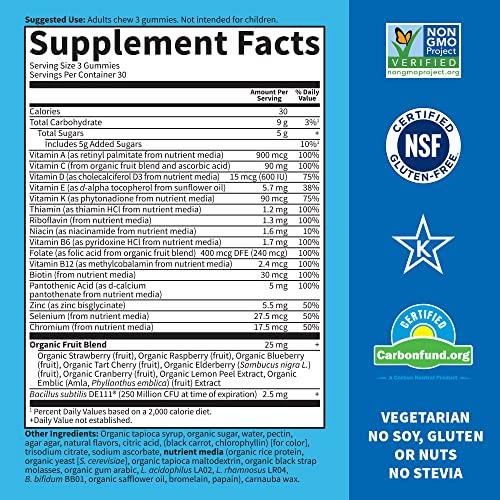 Garden of Life Garden of Life Mens Multivitamin Gummy:Vitamins C,D,E,B&Zinc for Energy,Stamina & Stress,Probiotics for Digestive & Immune Health,Vitamin Code,Non-GMO,Gluten-Free,90 Lemon Berry Gummies, 30 Day Count