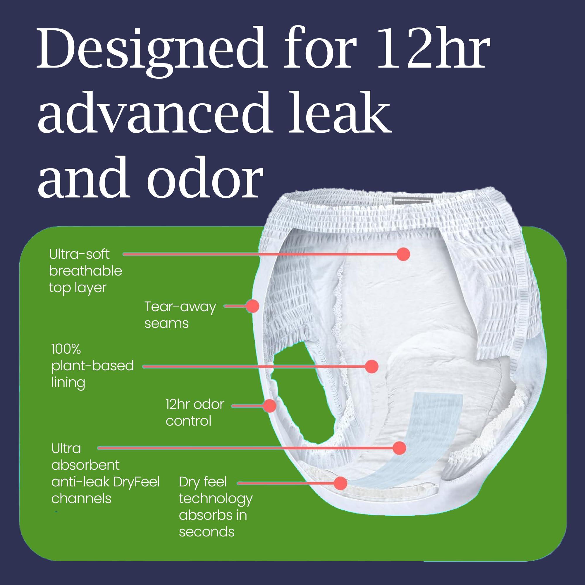 Underx UnderX Adult Disposable Incontinence Underwear Maximum Absorbency Pull Ups, Absorbs 8 Cups of Liquid, Overnight Pullups Comfort, Leak Protection, Soft Latex-Free Diaper (Large, 80 Count)