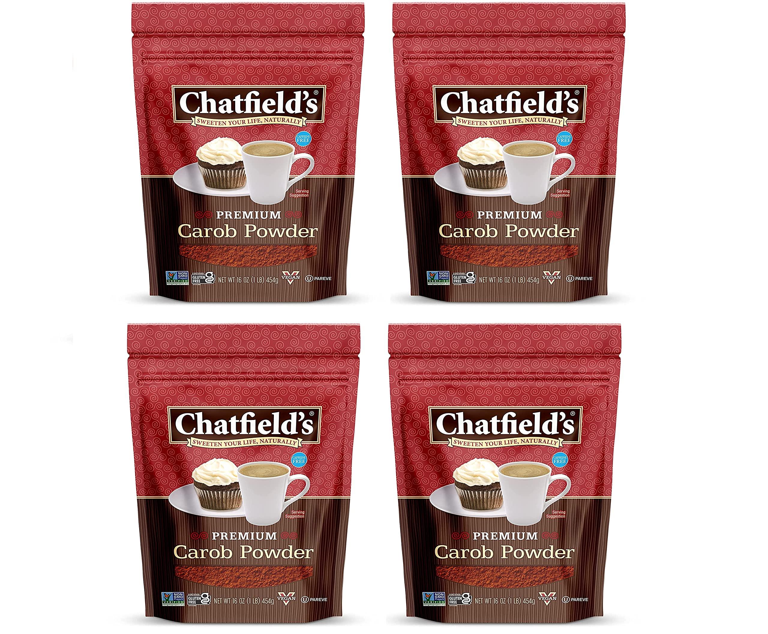 Chatfield\'s Chatfields All Natural Carob Powder 16-oz Pouch, Sweet and Delicious, Premium Quality, Caffeine-Free, Gluten-Free, Vegan, Kosher, Non-GMO Verified - (4 Pack)