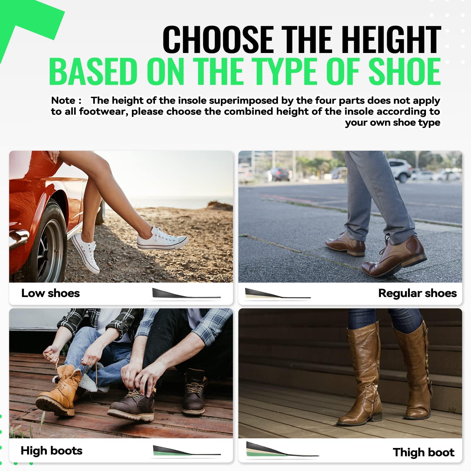 DynWalker DynWalker Lift Insole Boost Inner Sole 2.95 Inch Heel Pads for Shoes Anti-Slip Flexible Soft Cushioned Heel Massage for Uneven Legs Adjustable Size 2 Layer S Green