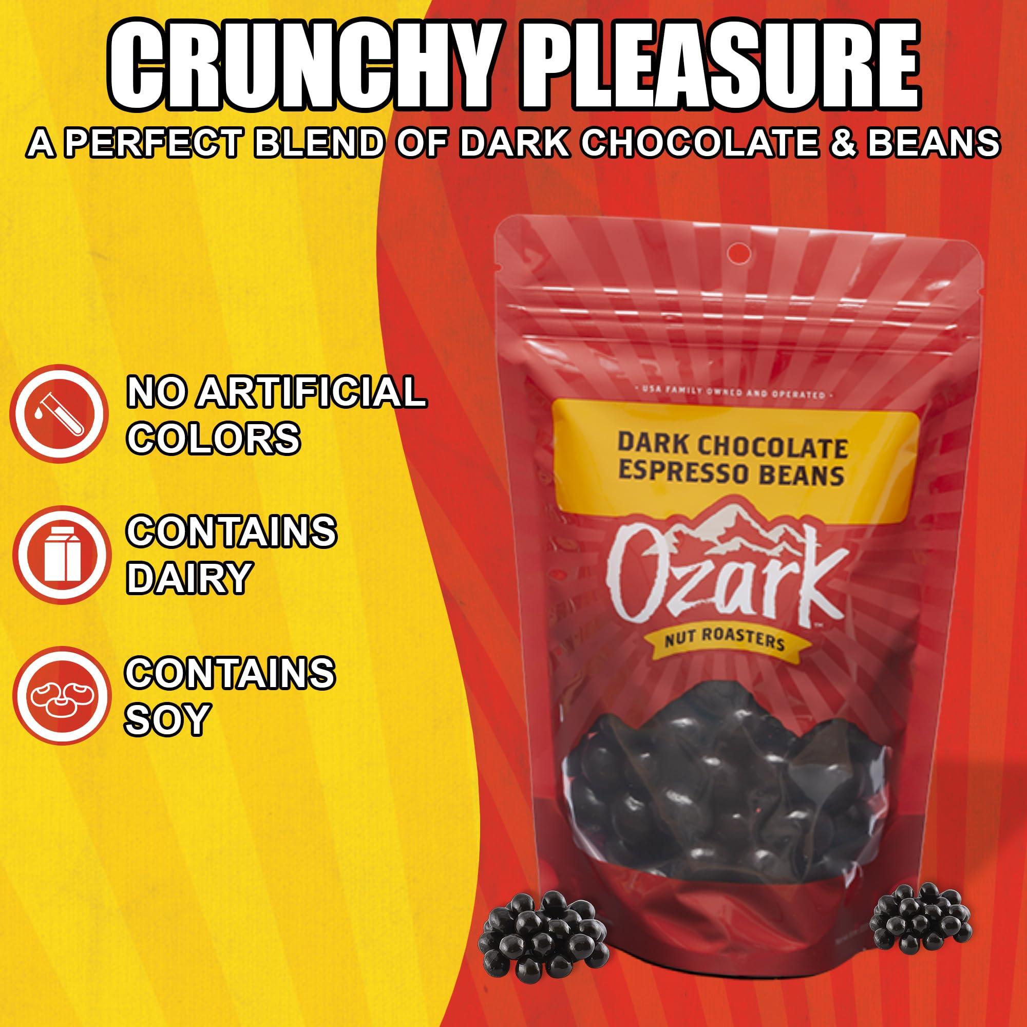 Ozark Nut Roasters OZARK NUT ROASTERS, Dark Chocolate Espresso Beans, Flavored Snack Nuts, World-Class Gourmet Candied Peanuts, Resealable Pack, (8.0 oz)
