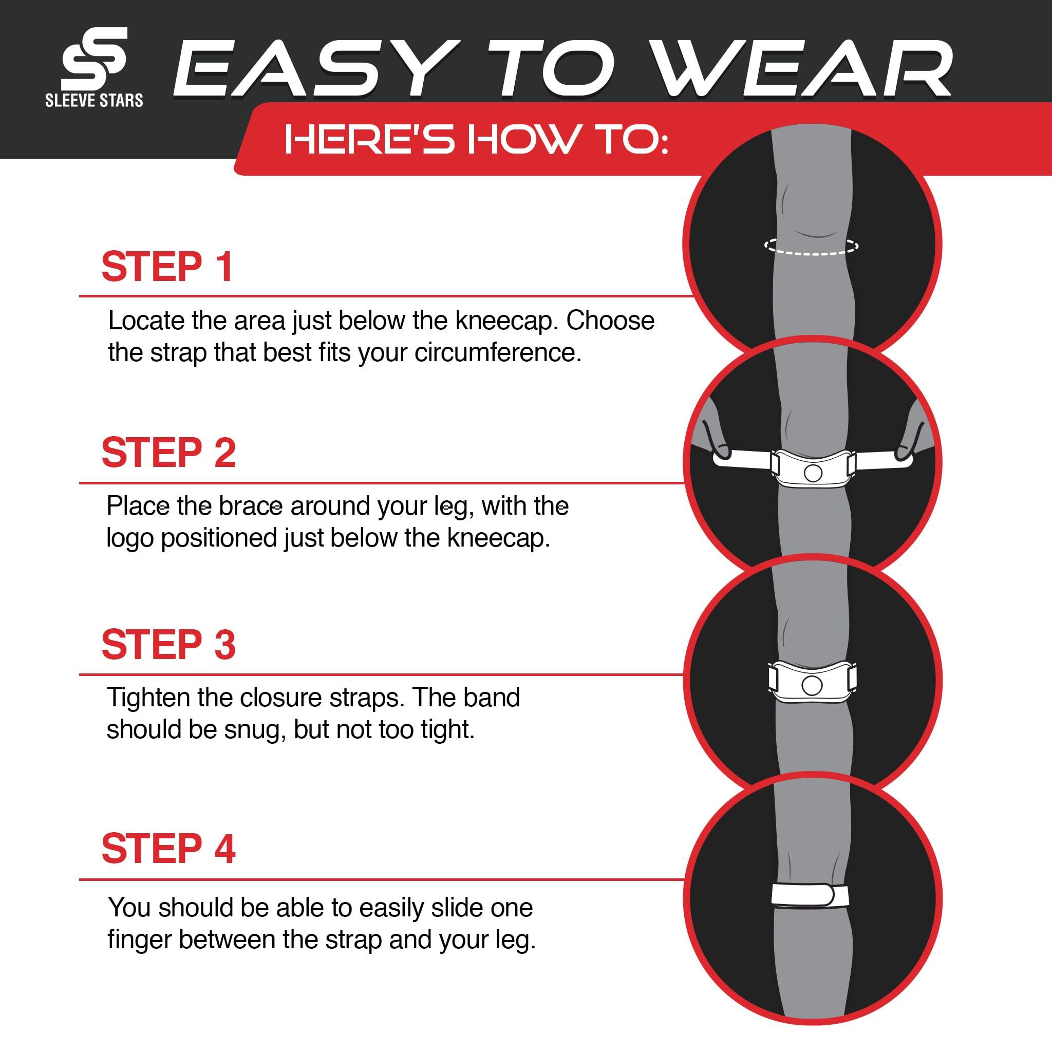 SS SLEEVE STARS Sleeve Stars Patellar Tendon Support Strap Osgood Schlatter Band Knee Brace for Kids, Youth, Women & Men w/ 3 Lengths, Swedish Brand Patella Tendon Knee Strap for Arthritis, Tendonitis & Pain