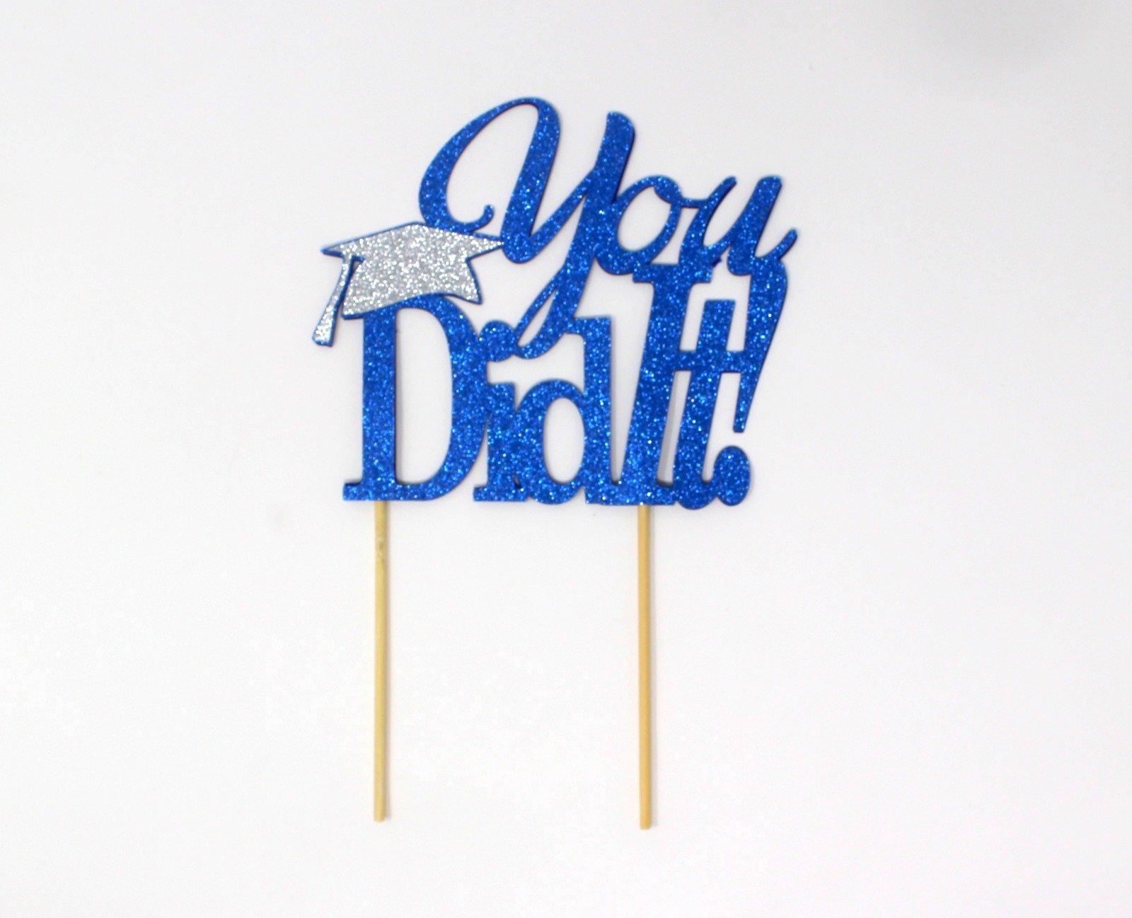 All About Details All About Details You Did It! Cake Topper, 1pc, graduation cake topper (Blue & Silver)