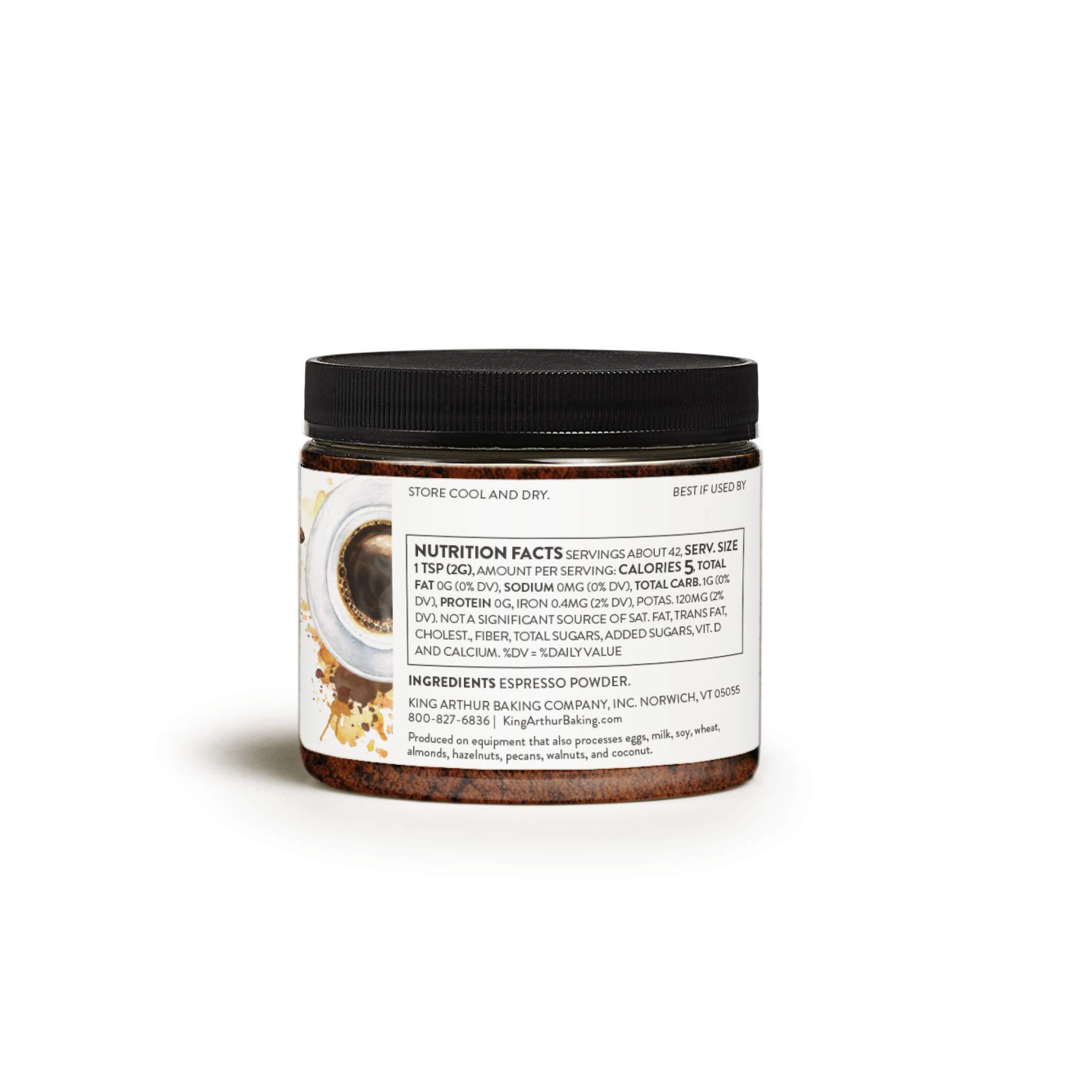 King Arthur King Arthur Espresso Powder: Premium Baking Extract for Rich Chocolate Flavoring, 3 oz Reusable Jar, Kosher Certified - Enhance Your Desserts with Instant Coffee Intensity