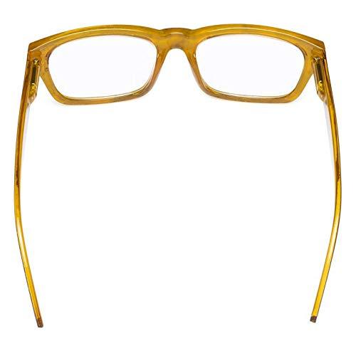 Eyekepper Eyekepper 5-pack Spring Hinges Large Square Frame Reading Glasses DEMI Yellow +0.75