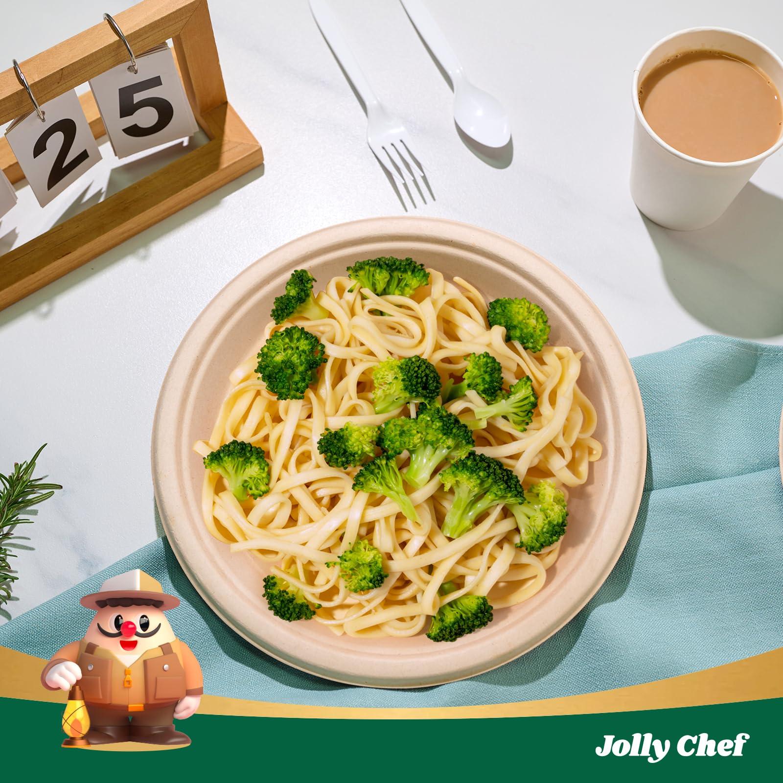 JOLLY CHEF JOLLY CHEF Compostable Heavy Duty Plates 10 Inch [150 Pack] Eco-Friendly Disposable Natural Paper Plates Bagasse Biodegradable Plates Bulk for Party Dinner Sugarcane Fibers Round Plates(Brown)