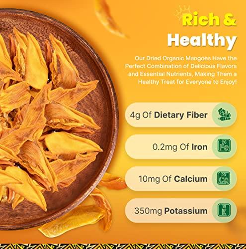 Tropicaux Reign Organic Dried Mango No Sugar Added, 3oz, Pack of 2 (6oz Total) - Delicious and Nutritious Non-GMO Dried Mangoes - No Preservatives or Chemicals - Perfect Snack for Kids & Adults by Tropicaux Reign