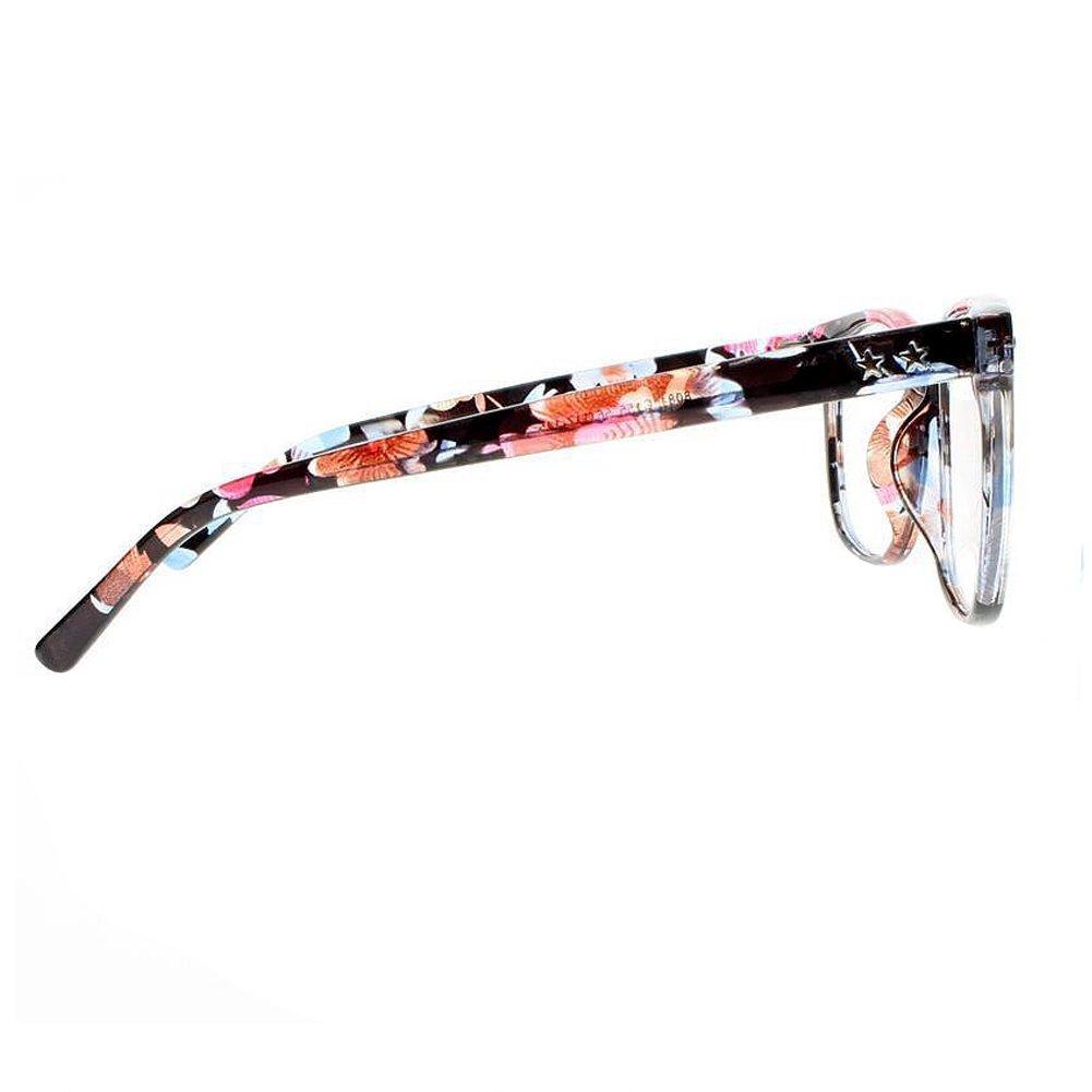 Newsight Oversized Eyeglasses Square Large Lenses Stars Pattern Reading Glasses Readers (Flower, 3.0)