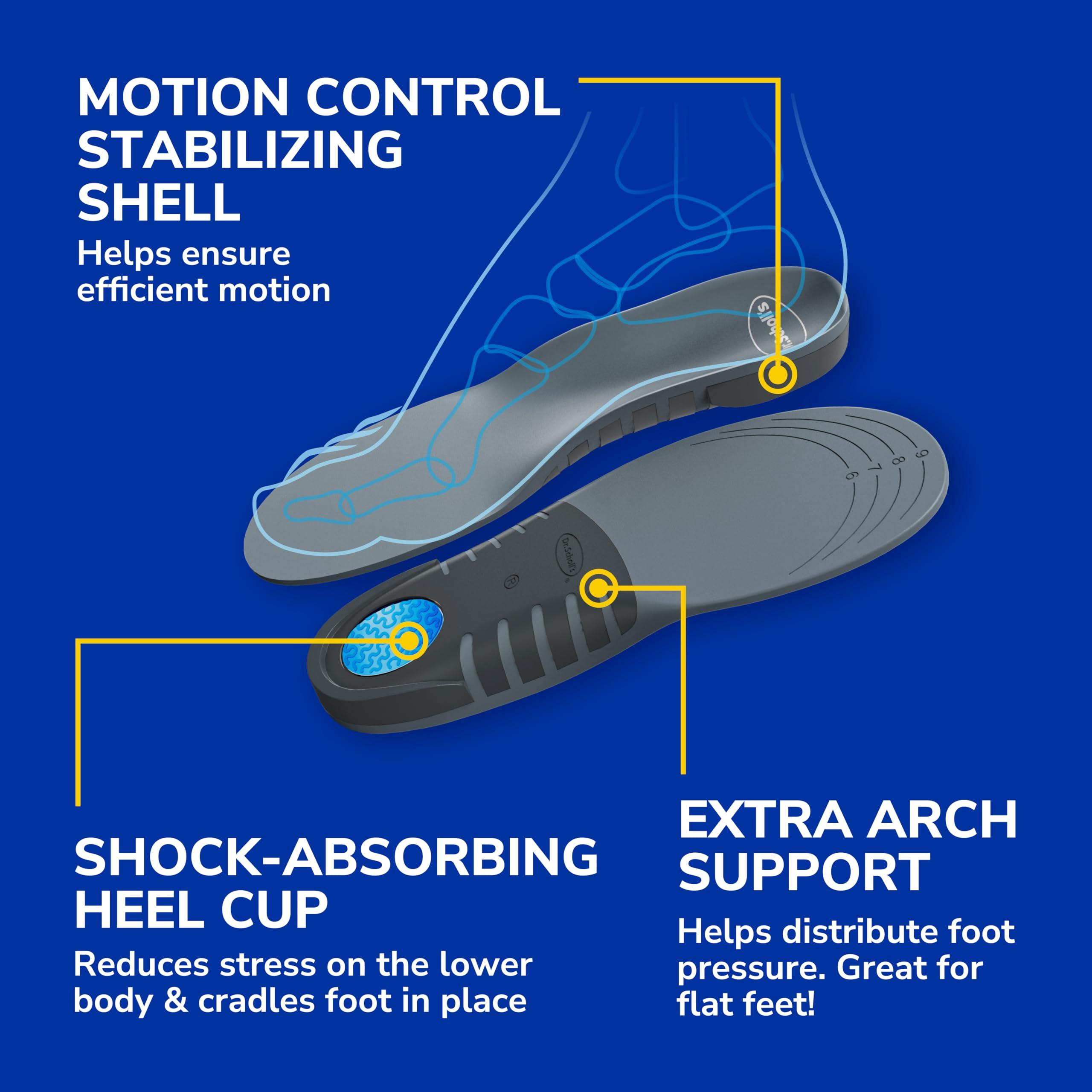 Dr. Scholl's Dr. Scholl\'s Stability Support Insoles, Flat Feet & Overpronation Low Arch Support, Improves Balance & Stability, Motion Control, Trim Inserts to Fit Shoes, Women\'s Size 6-10