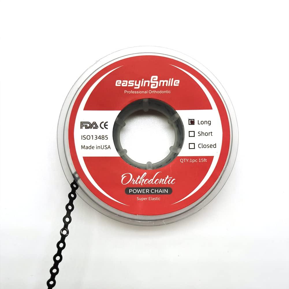 SNAWOP SNAWOP Dental Orthodontic Power Chain Multicolor Spool Elastic Rubber Bands for Teeth Braces (Long, Black)