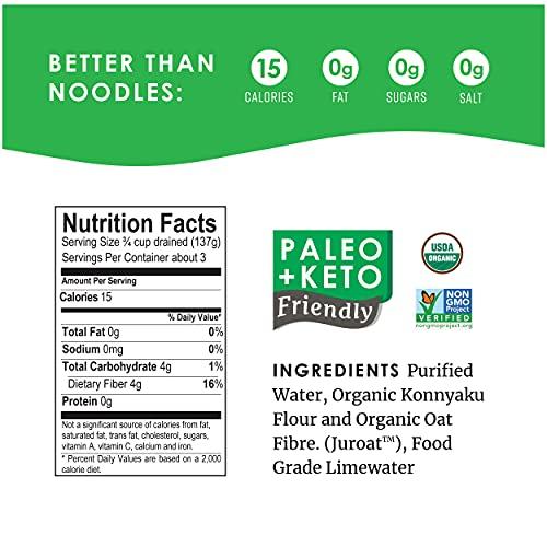 Better Than Noodles Better Than Noodles Certified Organic. Vegan, Gluten-Free, Non-GMO, Konjac Noodles 14 Ounces (6 Pack)