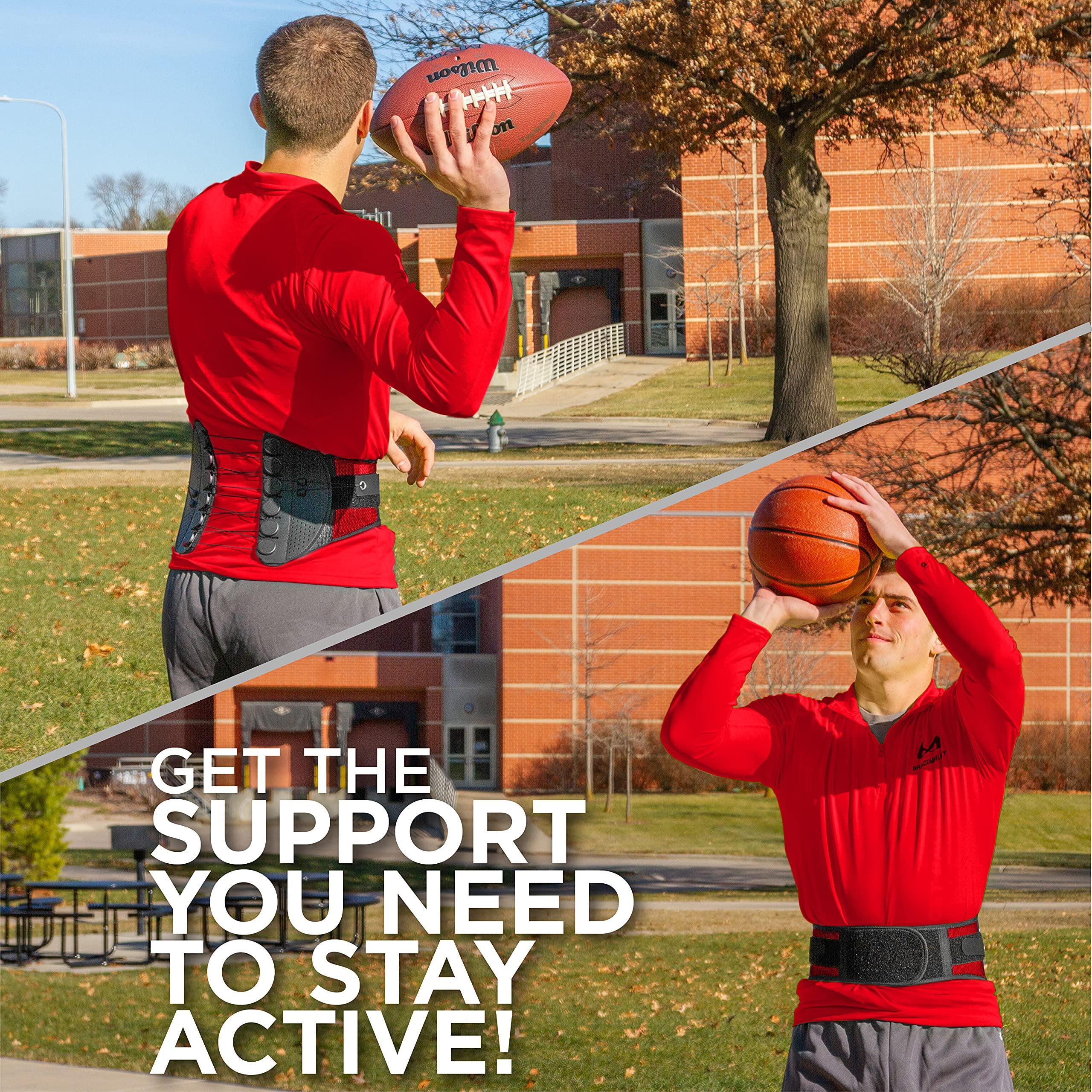 BraceAbility BraceAbility Spine Sport Back Brace - Athletic Men's and Women's Workout Lumbar Corset for Exercising, Running, Golfing, Driving, Fishing, Active Nurses and Police Work (Medium)