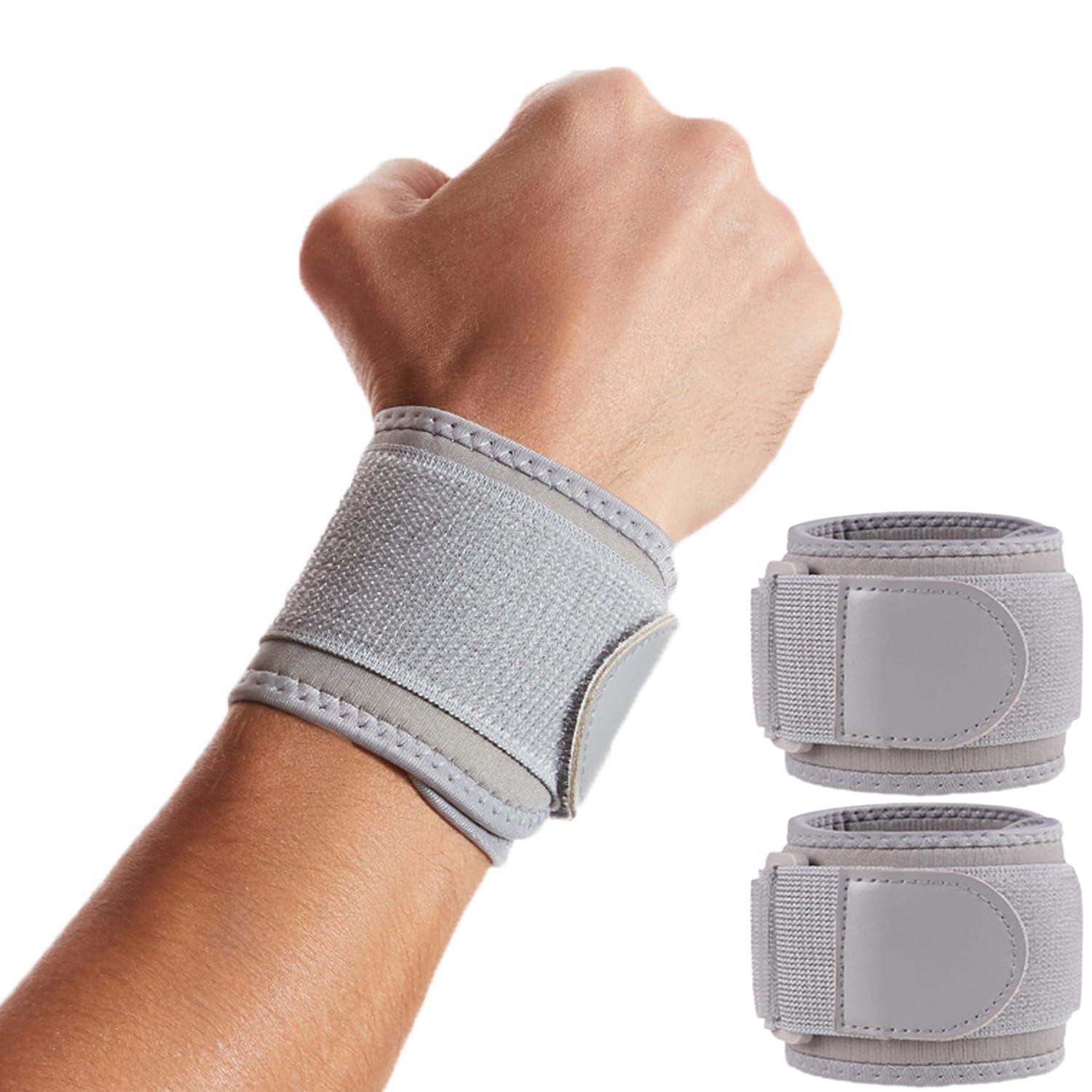 Cinlitek Cinlitek 2 Pack Wrist Wraps for Sports Protection and Pain Relief, Adjustable Wrist Support Strap for Tendonitis, Working Out, Weightlifting,Strength Training,Kettlebell,Unisex (Gray)