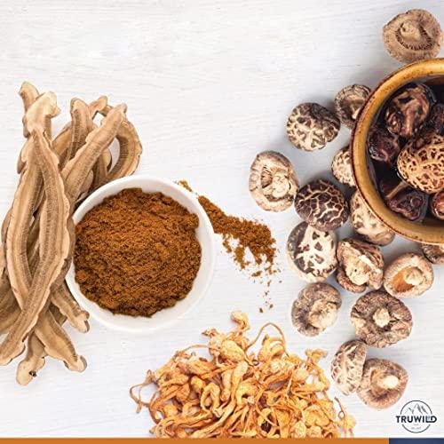 TruWild TruWild Adaptogen Blend with Cordyceps Maca Ashwagandha - Full Spectrum Mushroom Blend for Daily Support and Function All Natural Formula with 7 Key Ingredients 60 Capsules