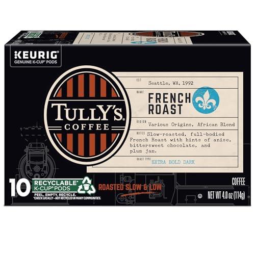TULLY\'S Tully\'s Coffee French Roast, Keurig Single Serve K-Cup Pods, Dark Roast Coffee, 60 Count, (6 Packs of 10)