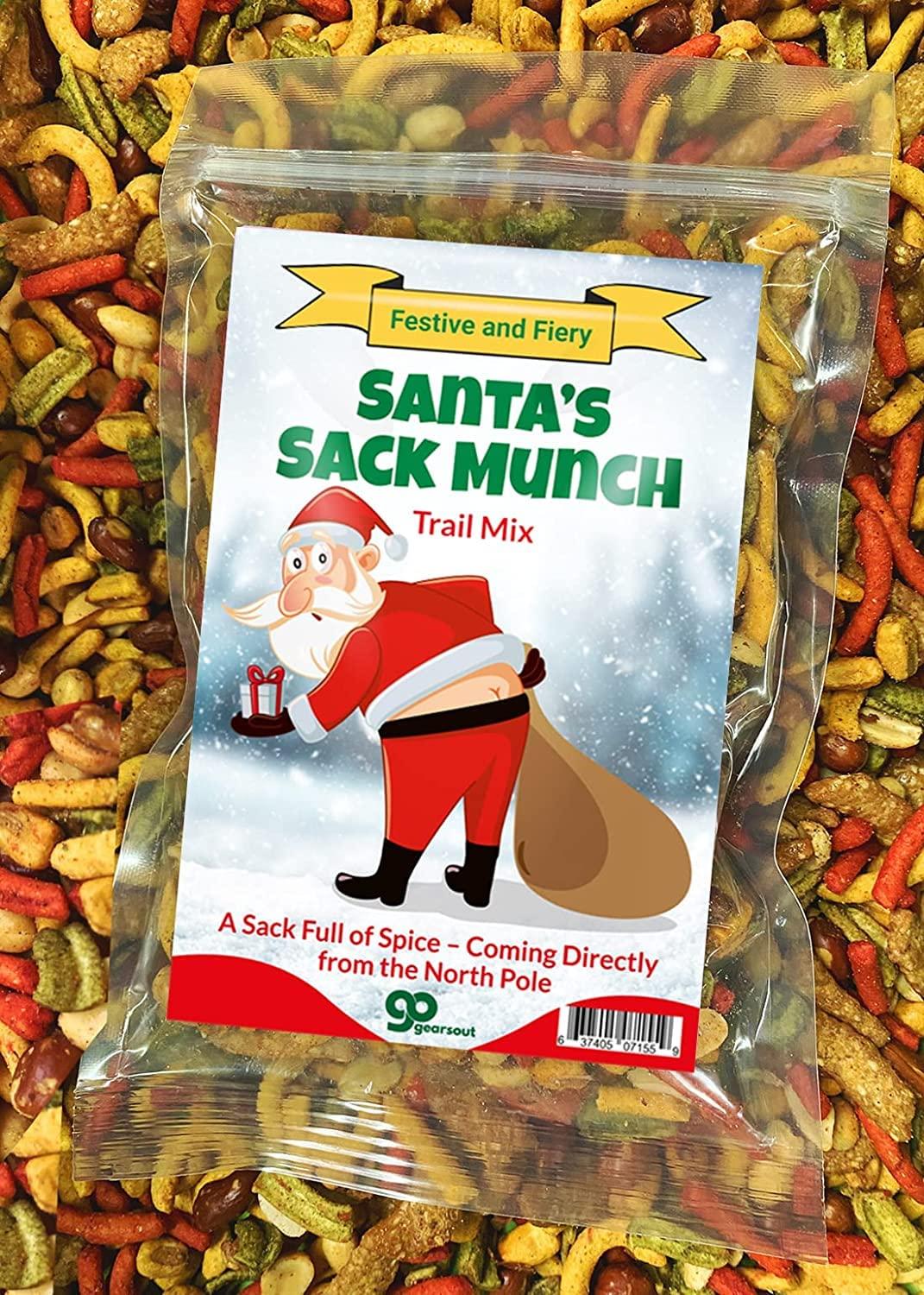 GearsOut Funny Christmas Premium Trail Mix - Hilarious Stocking Stuffers for Men Food Spicy Gifts for Women - Unique Foods Gifts and Gourmet Basket Ideas Care Packages Christmas Gag Gifts for Adults Teenagers Coworkers Friends (Santa\'s Sack)