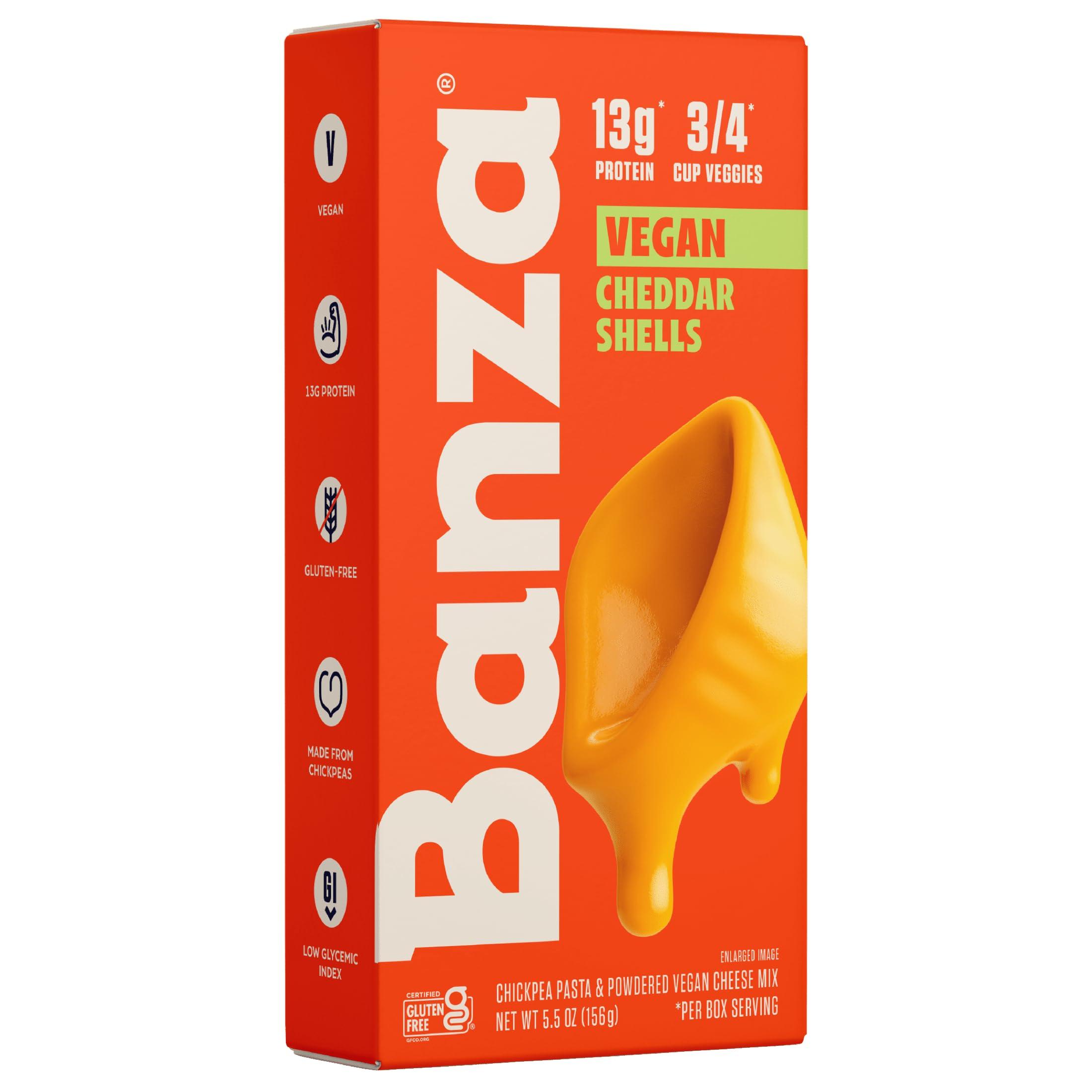 Banza Banza Shells & Vegan Cheddar Mac and Cheese - High Protein, Gluten Free Mac and Cheese, and Lower Carb Vegan Protein Mac and Cheese 5.5oz