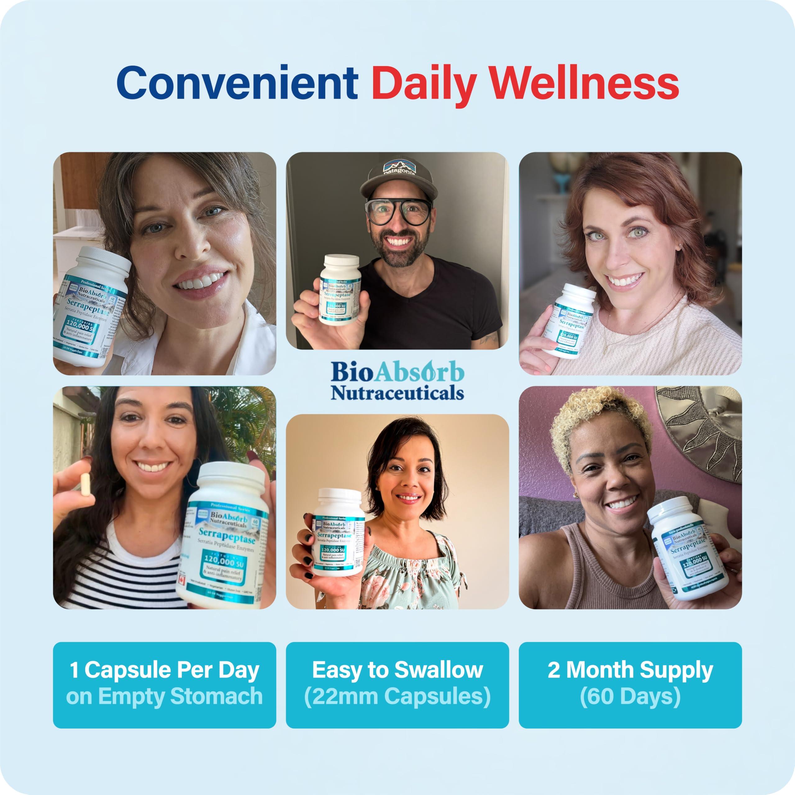 Bio Absorb Nutraceuticals BioAbsorb Serrapeptase Supplement 120000 SPU, High Potency, Delayed Release