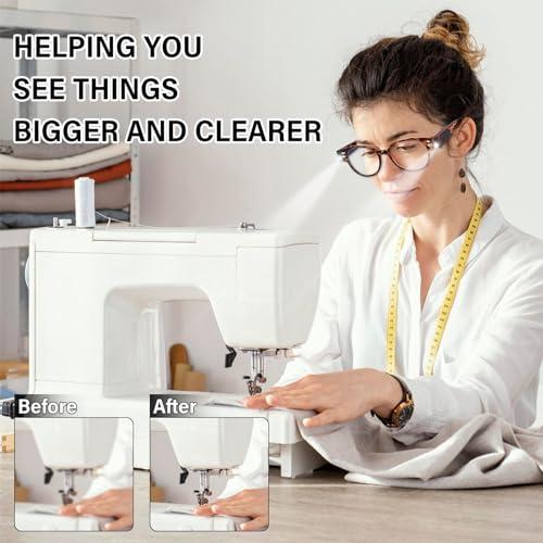 DuanMei 2 Pack Magnifying Glasses with Light Reading Glasses with Lights Bright LED Readers Lighted Reading Glasses Blue Light Blocking Glasses Magnifier Nighttime Reader for Women Men Lighted Eyeglasses+200