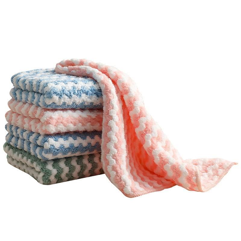 N\\\\A NA Cationic Dishcloth Coral Velvet Jacquard Dishcloth Absorbent Thickened Kitchen Cleaning Cloth dishwashing Cloth Table Towel Wholesale 25 * 25