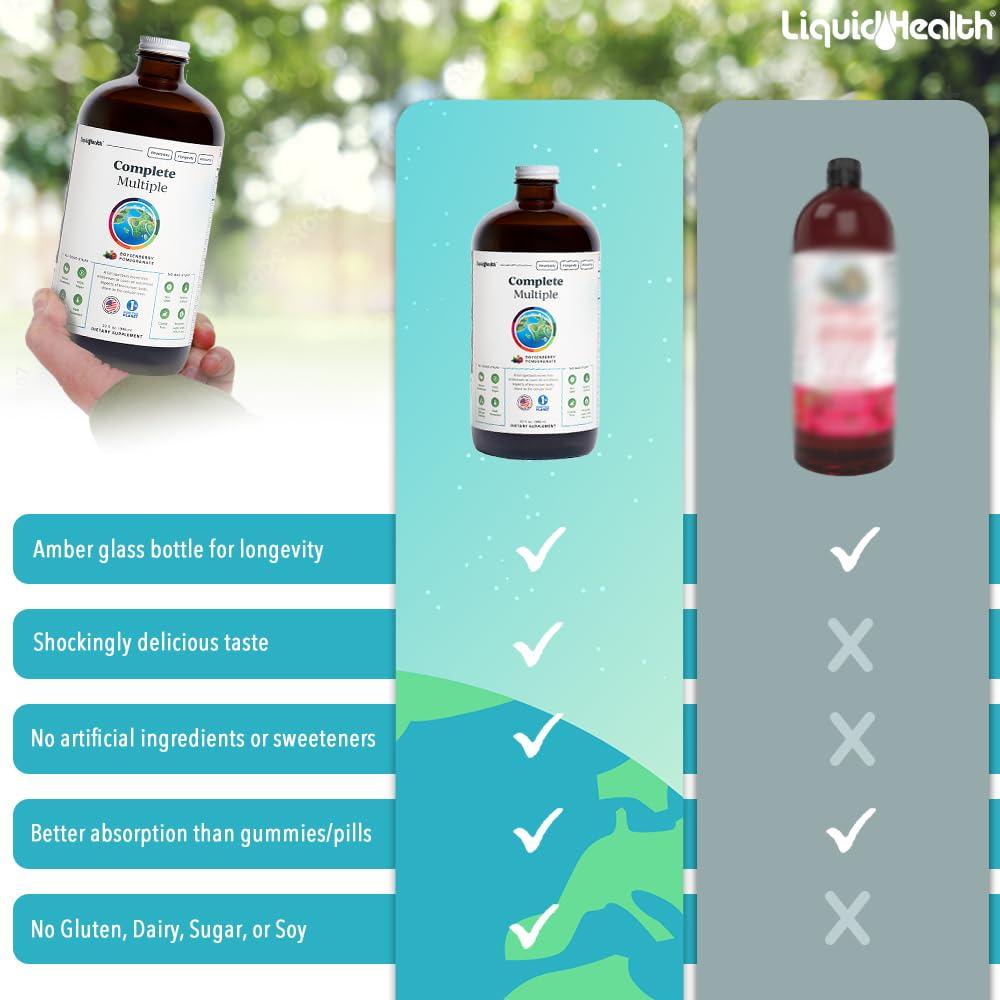 LIQUIDHEALTH LIQUIDHEALTH Daily Multi Mineral Supplement & Complete Multiple Adult Multivitamin Bundle - Sea Trace Minerals, Essential Vitamins, & Whole Foods for Overall Health & Immune Support - Vegan, Non-GMO