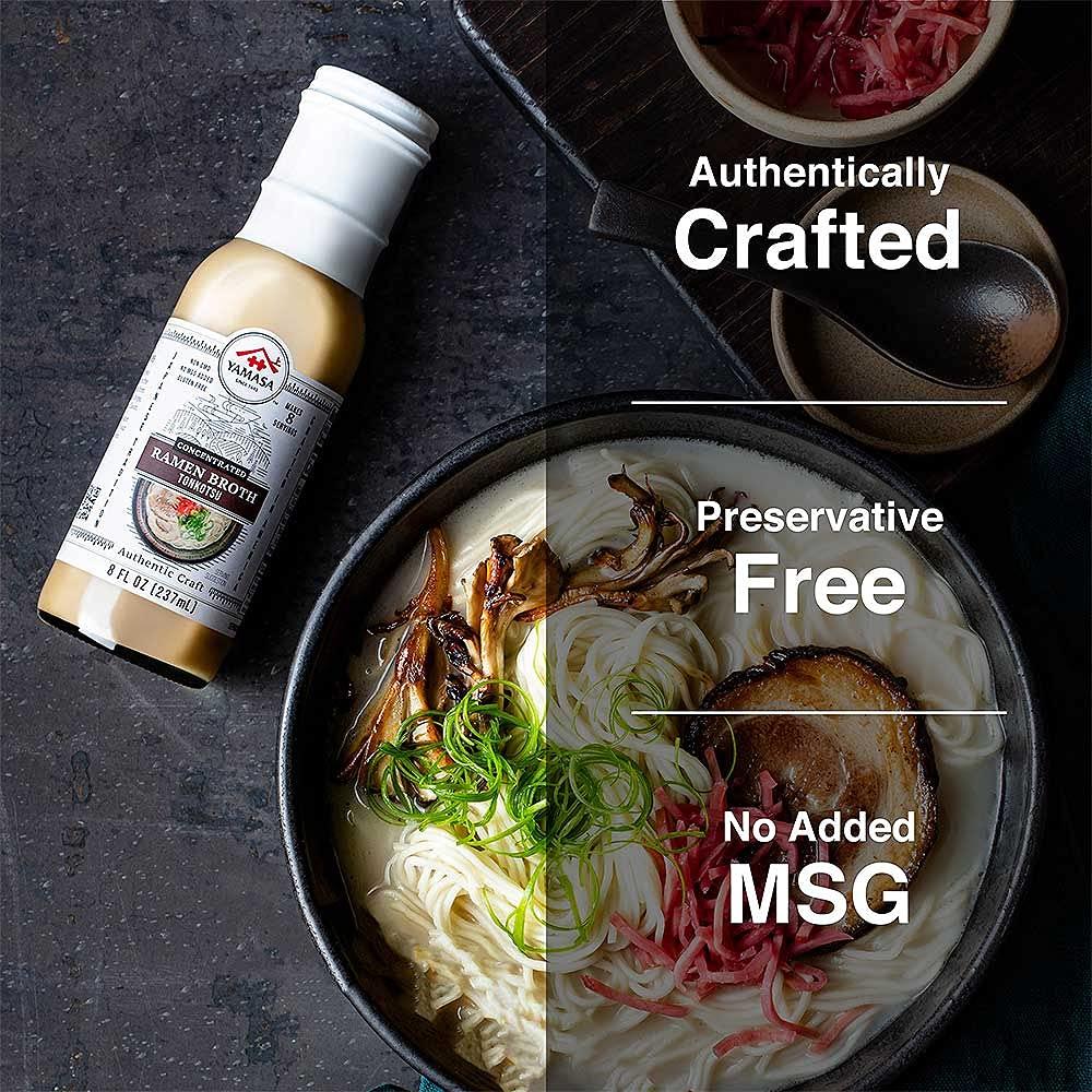 Yamasa Yamasa, Artisanal Tonkotsu Ramen Broth Concentrate, Serves 8 Bowls, No MSG Added, Japanese Tradition, 8oz