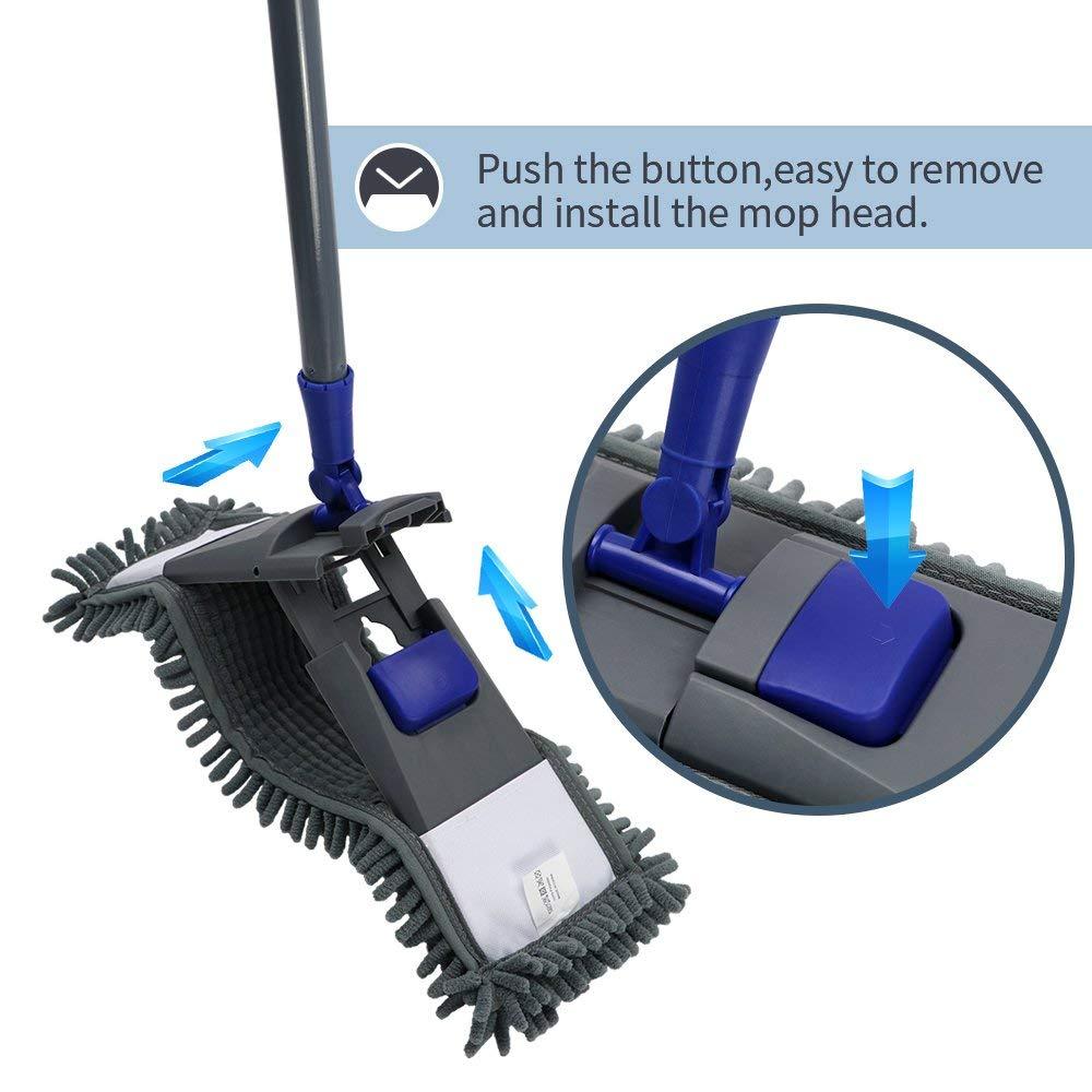 Masthome Masthome Dust Mop for Hardwood Floors, Microfiber Flat Mop with 4 Replaceable Washable Mop Pads and Adjustable Stainless Steel Handle, Microfiber Mops for Floor Cleaning with 1 Cleaning Scraper