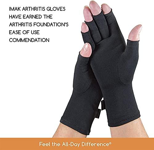 IMAK Imak - Compression Arthritis Gloves for Pain & Stiffness of Hands, One Pair of 2 Gloves -Black, Large