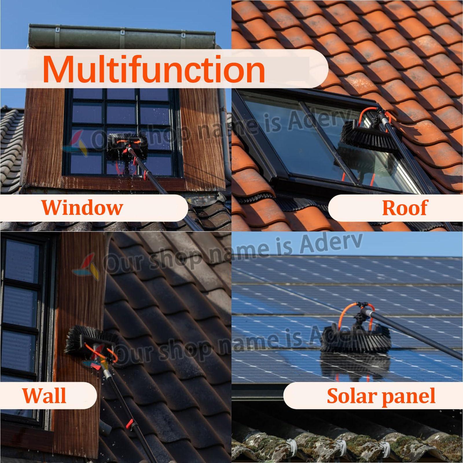 WWTSMYXGS 3.6-10.8M Window Cleaning Pole,Water Fed Telescopic Brush,Window Cleaner Kit with Squeegee,Extendable Solar Panel Washing Equipment Cleaning Conservatory Roof Extendable Cleaner (5.4M)