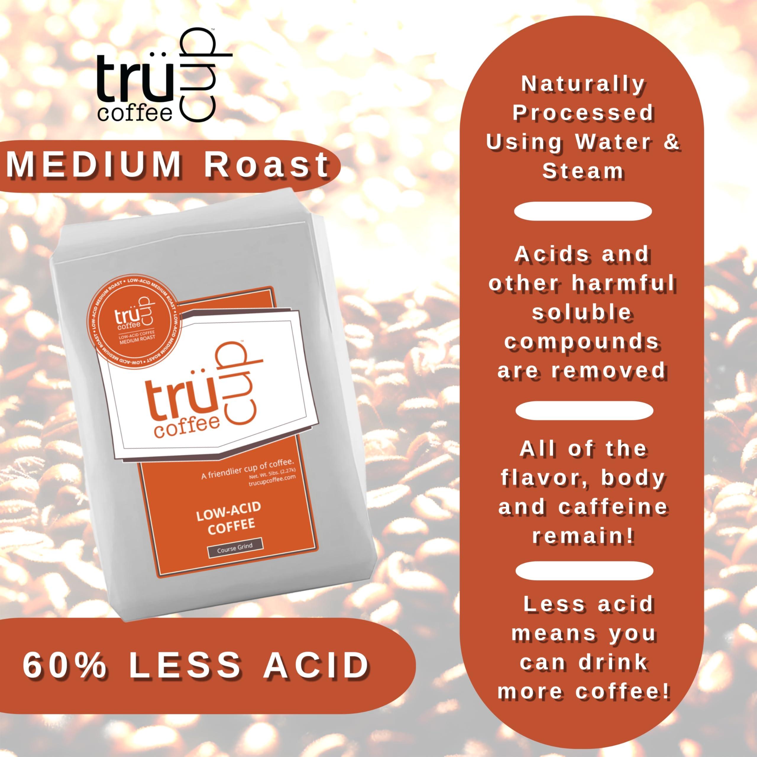 TRUCUP trcup Low Acid Medium Roast Coffee, Whole Bean 2 LB