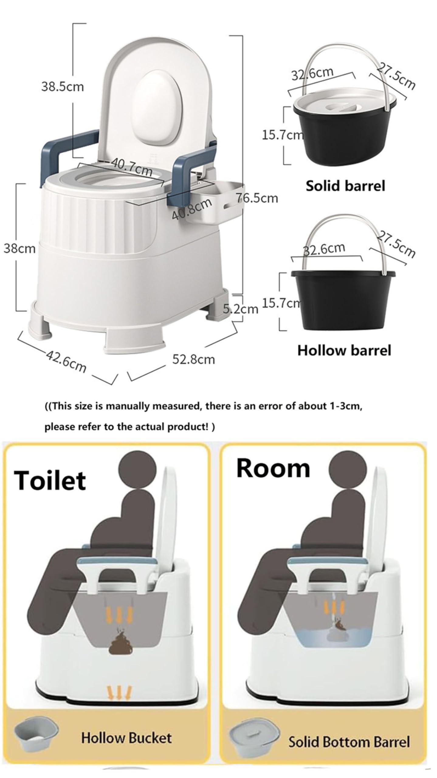 lwjunmm Bedside Commode Upgraded Portable Toilet for Adults with Armrests Height Adjustable Indoor Outdoor Commode for Elderly, Disabled, Adult, Kids, Rv, Boat(Blue liftable) ,HeightenedModel-blue-Room+toilet