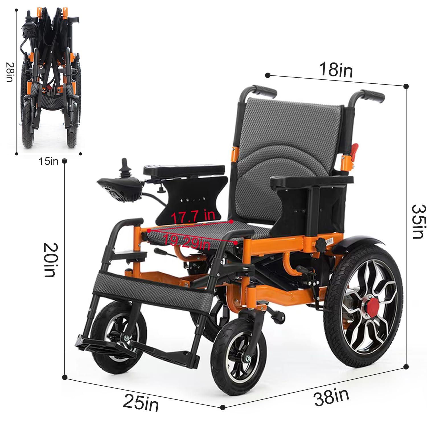 VORDERRY Folding Electric Wheelchair for Adults,500w Long Range Electric Wheelchair,Lightweight All Terrain Motorized Wheelchair for Seniors,Compact Portable Power Wheelchair-Liftable Armrest-Support 330lbs