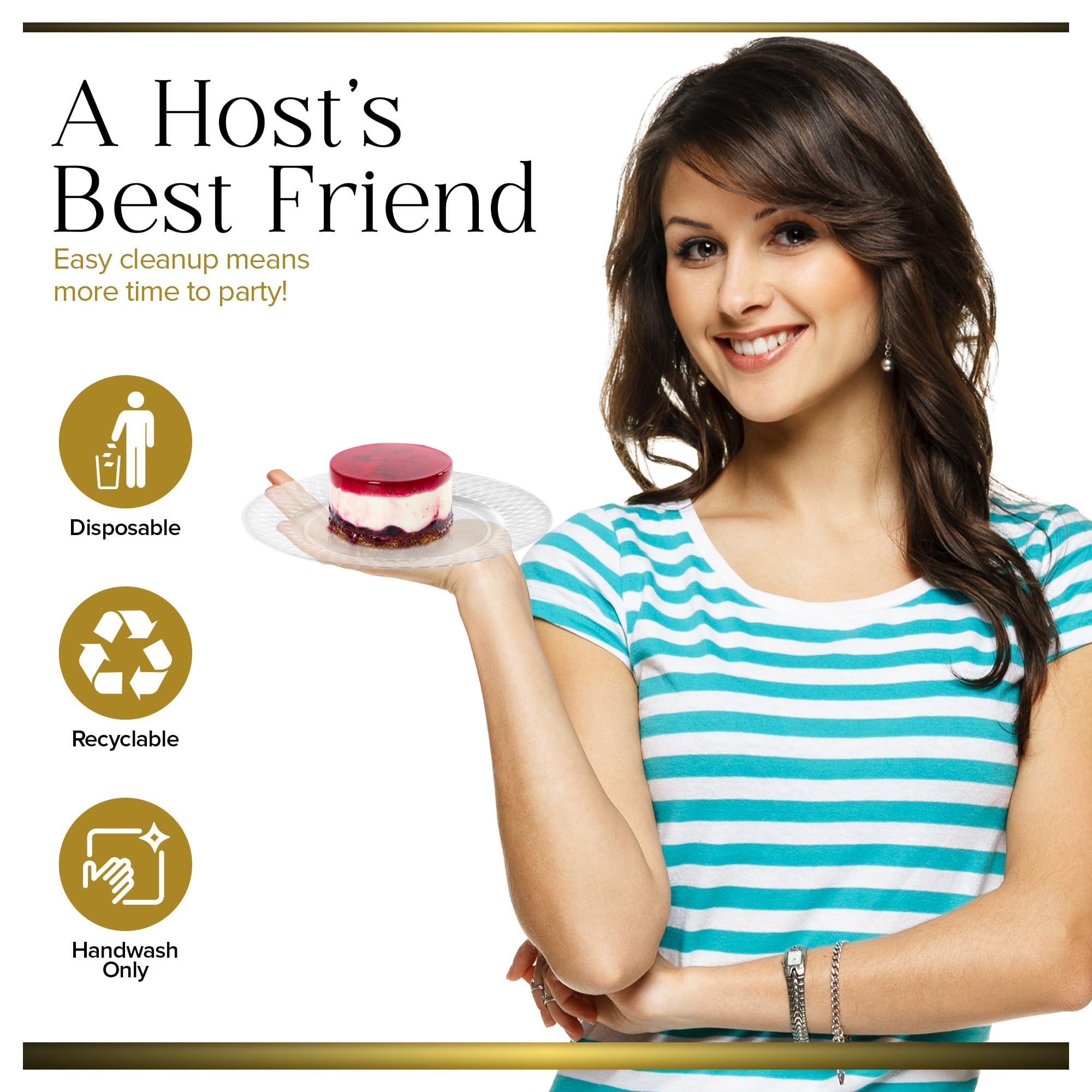 Stock Your Home Stock Your Home Premium Clear Plastic Dessert Plates, 6\" Inch Appetizer, Dessert, and Party Plates (100 Count) Heavy Duty Hard Plastic Disposable Wedding Cake Plates, Crystal Clear for Holiday Parties